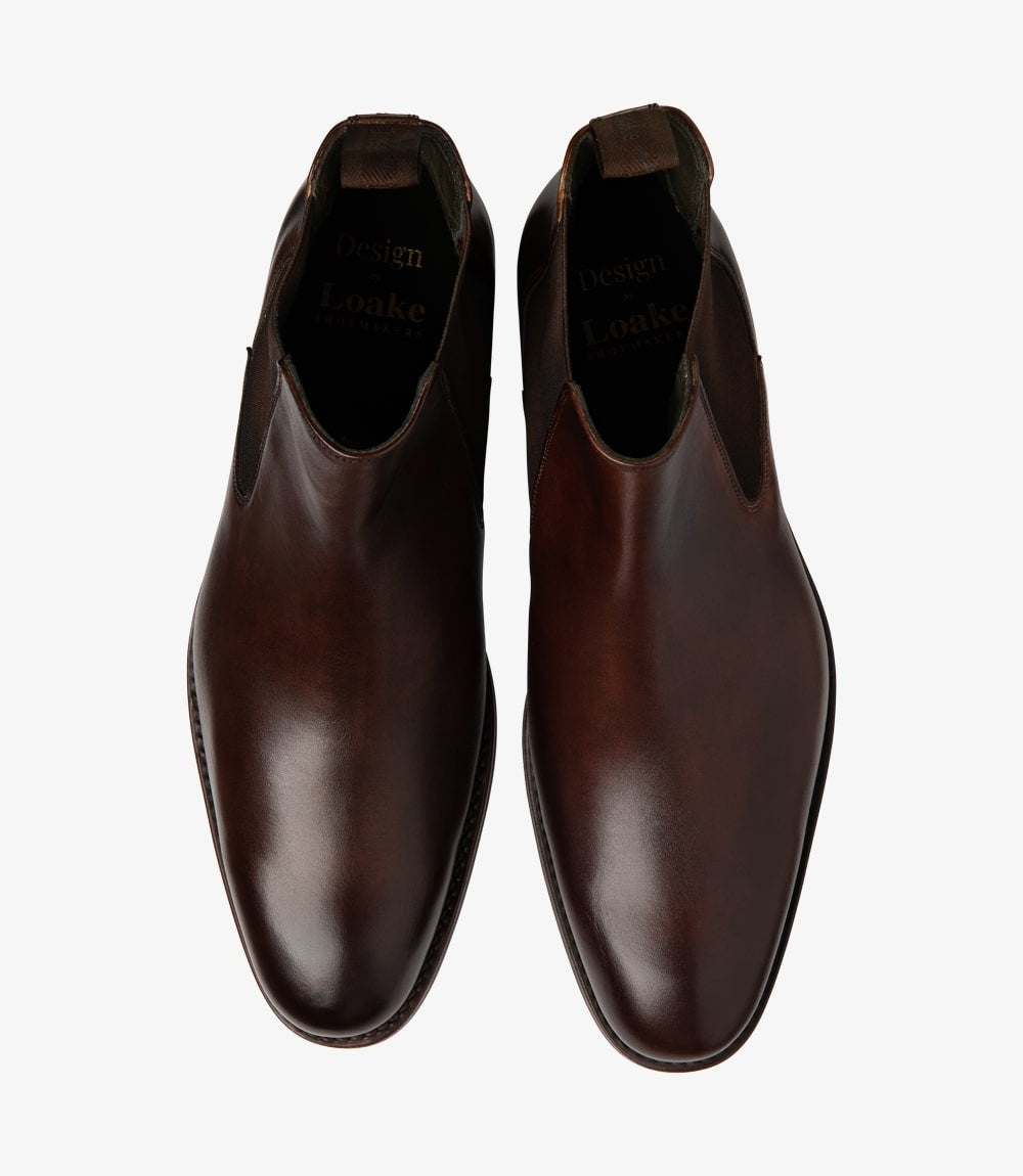 Loake Wareing Dark Brown Chelsea Boots Top View