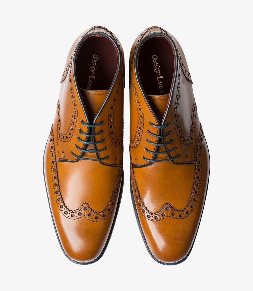 Loake Errington Tan Brogue Derby Chukka Boots top View