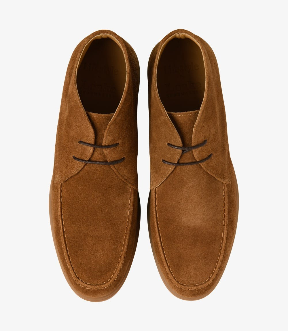 Loake Amalfi Chestnut Brown Suede Chukka Boots Top View