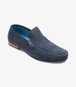 Loake Nicholson Navy Suede Loafers Top View Front View