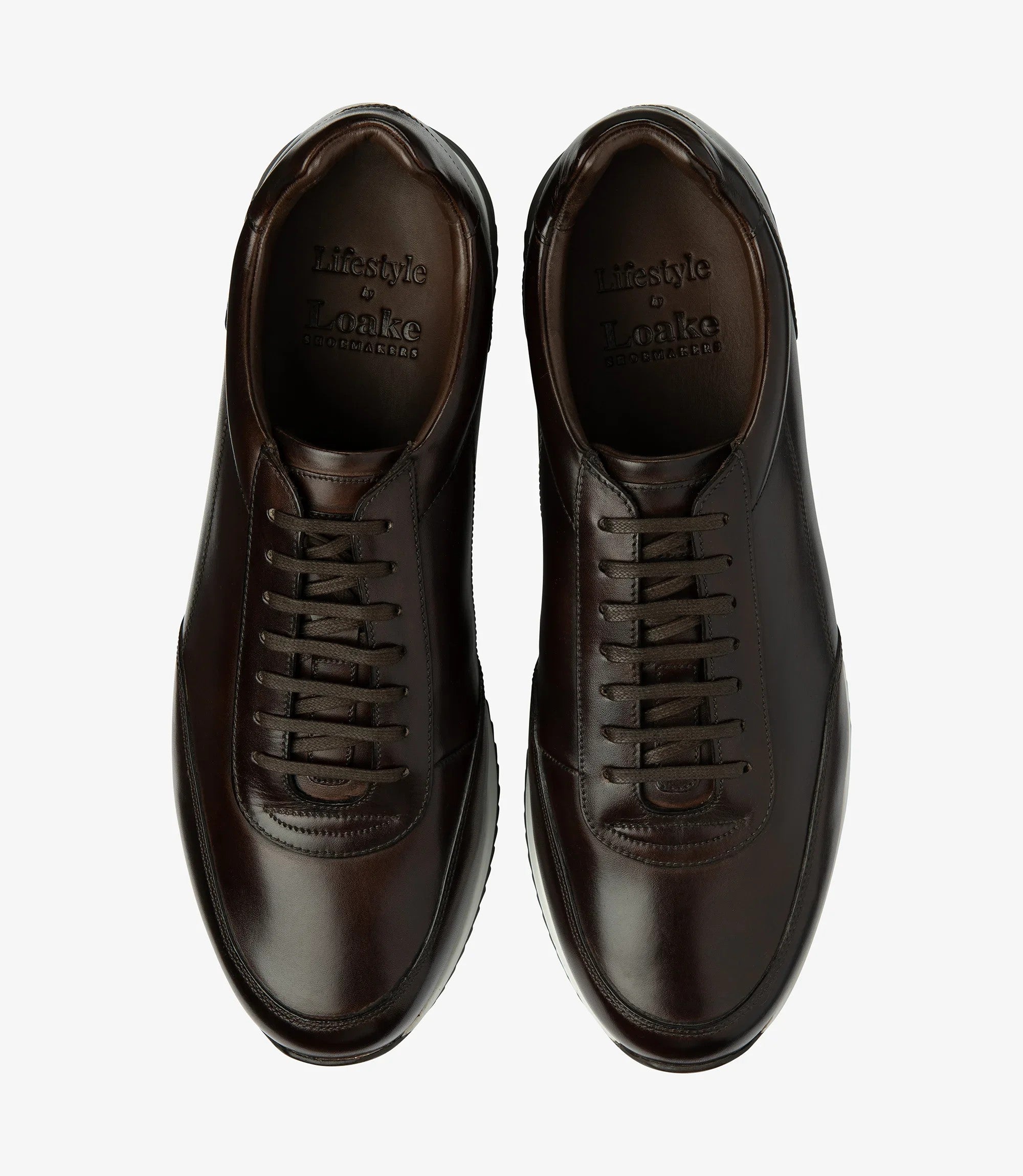 Loake Bannister Dark Brown Leather Sneakers Top View