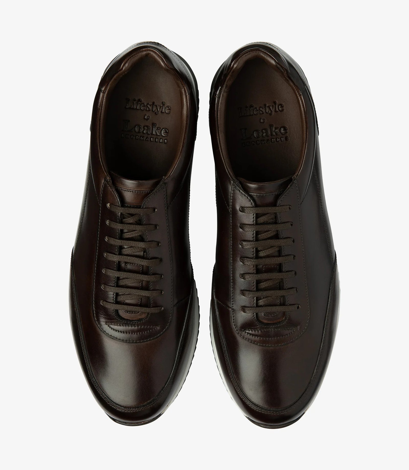 Loake Bannister Dark Brown Leather Sneakers Top View