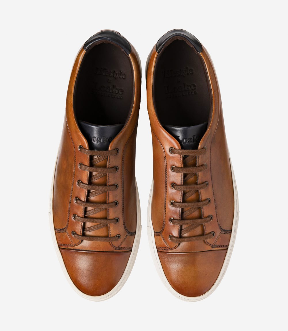 Loake Dash Chestnut Brown Leather Sneakers Top View