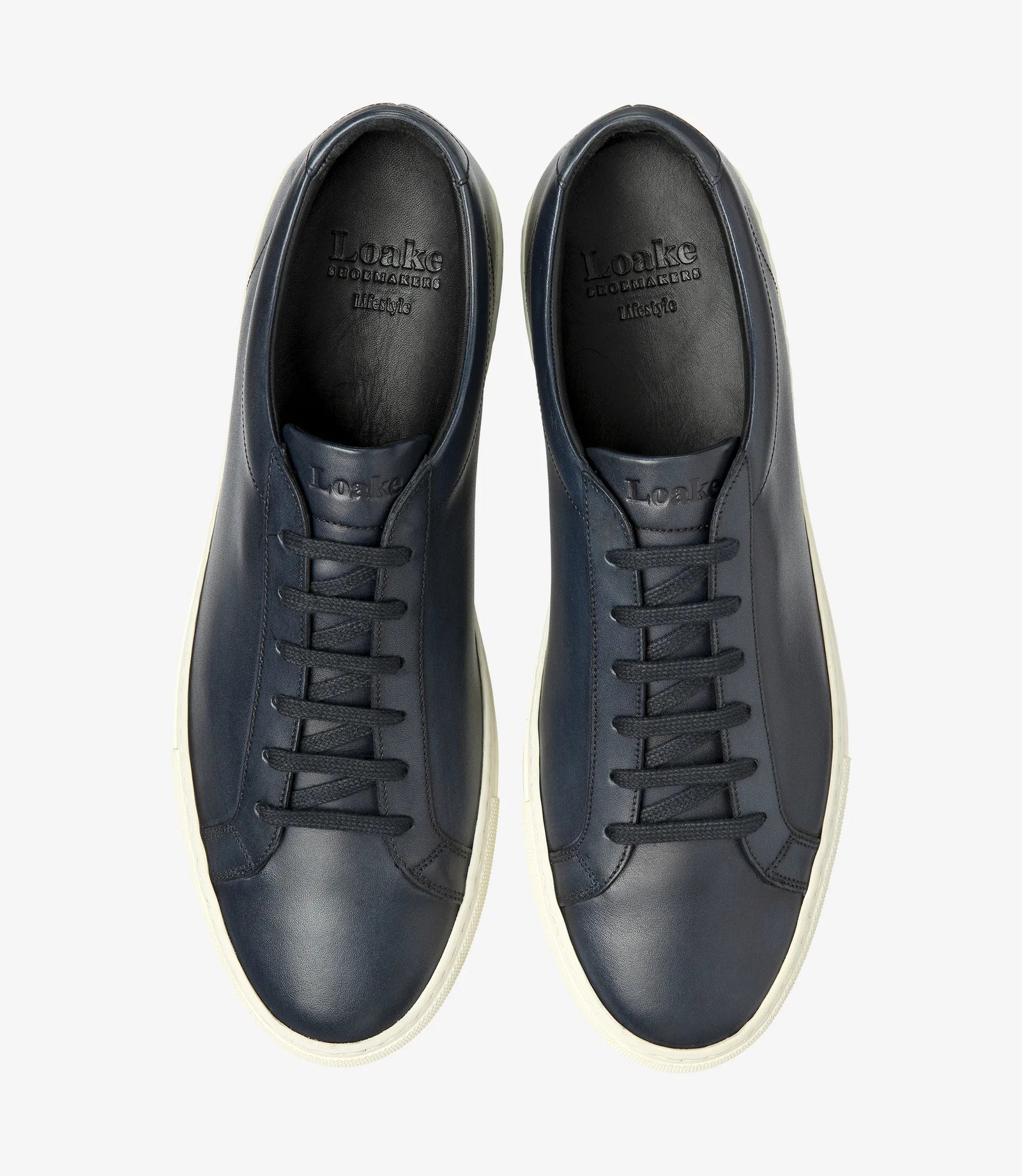 Loake Sprint Navy Hand-Painted Leather Sneakers Top View
