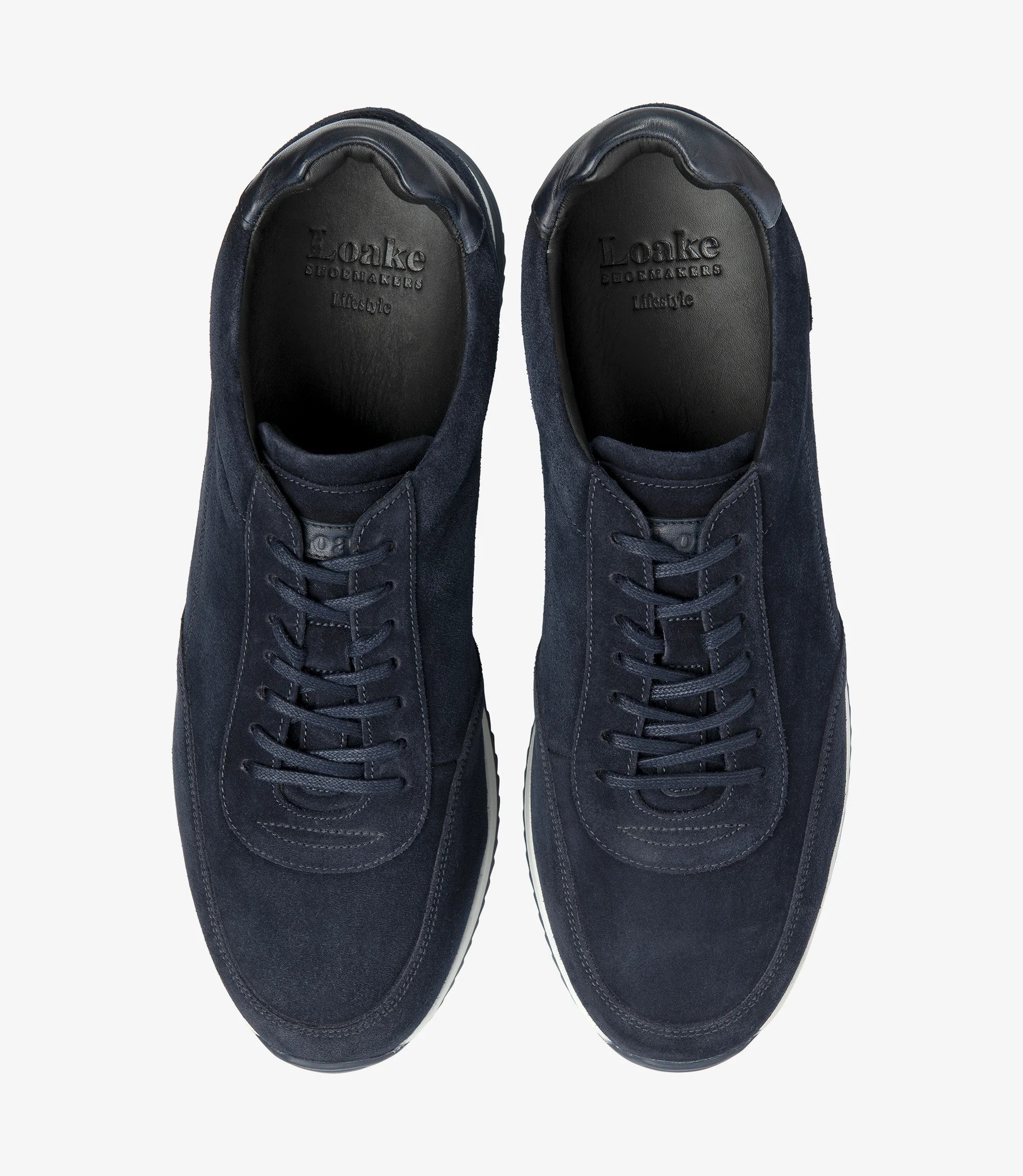 Loake Bannister Navy Suede Sneakers Top View