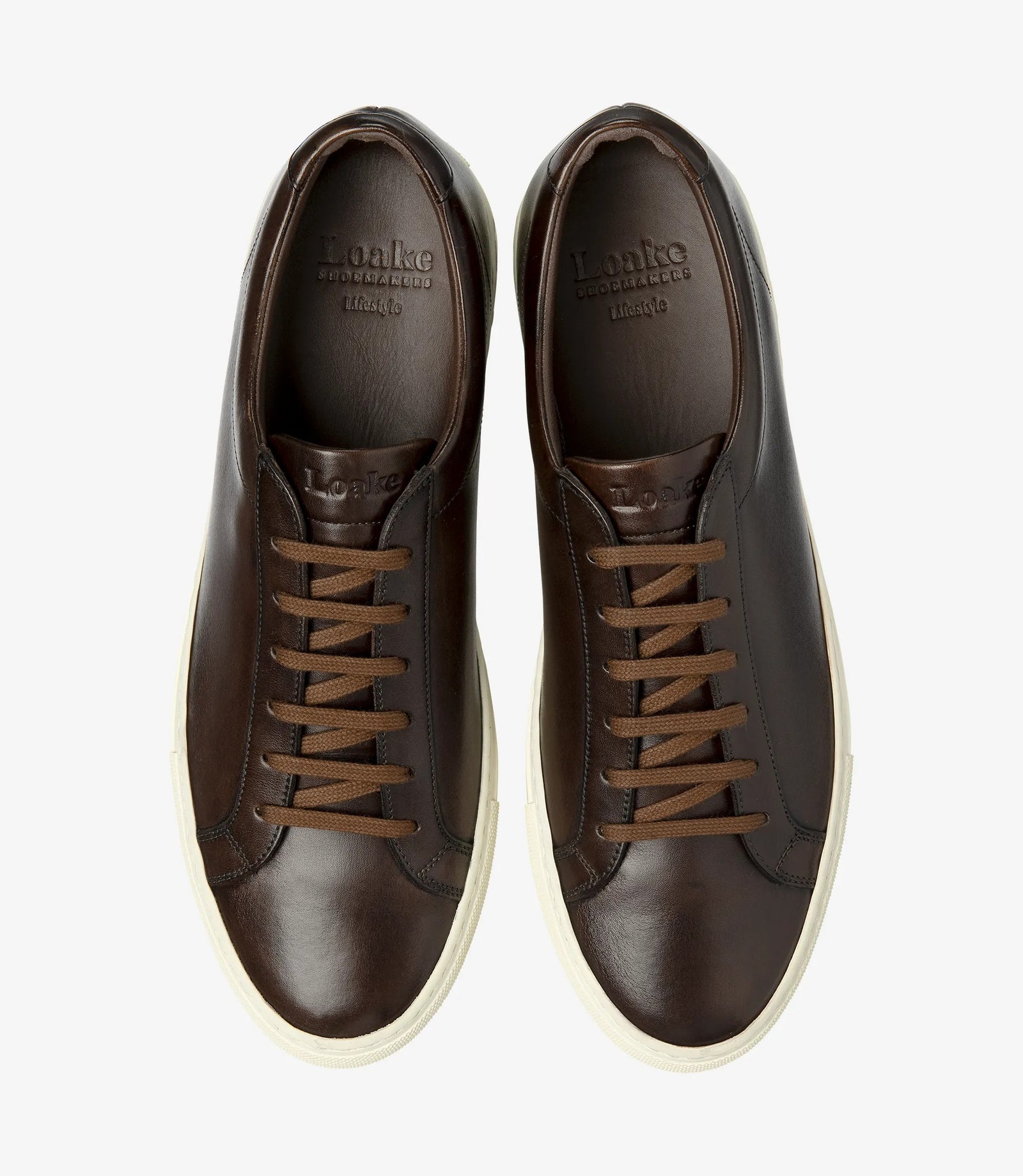 Loake Sprint Dark Brown w/ Hand-painted Leather Sneakers Top View