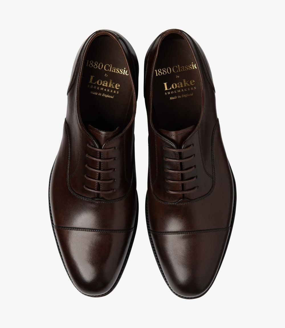 Men Loake Plain Tie Shoe Scorched Walnut Stonegate