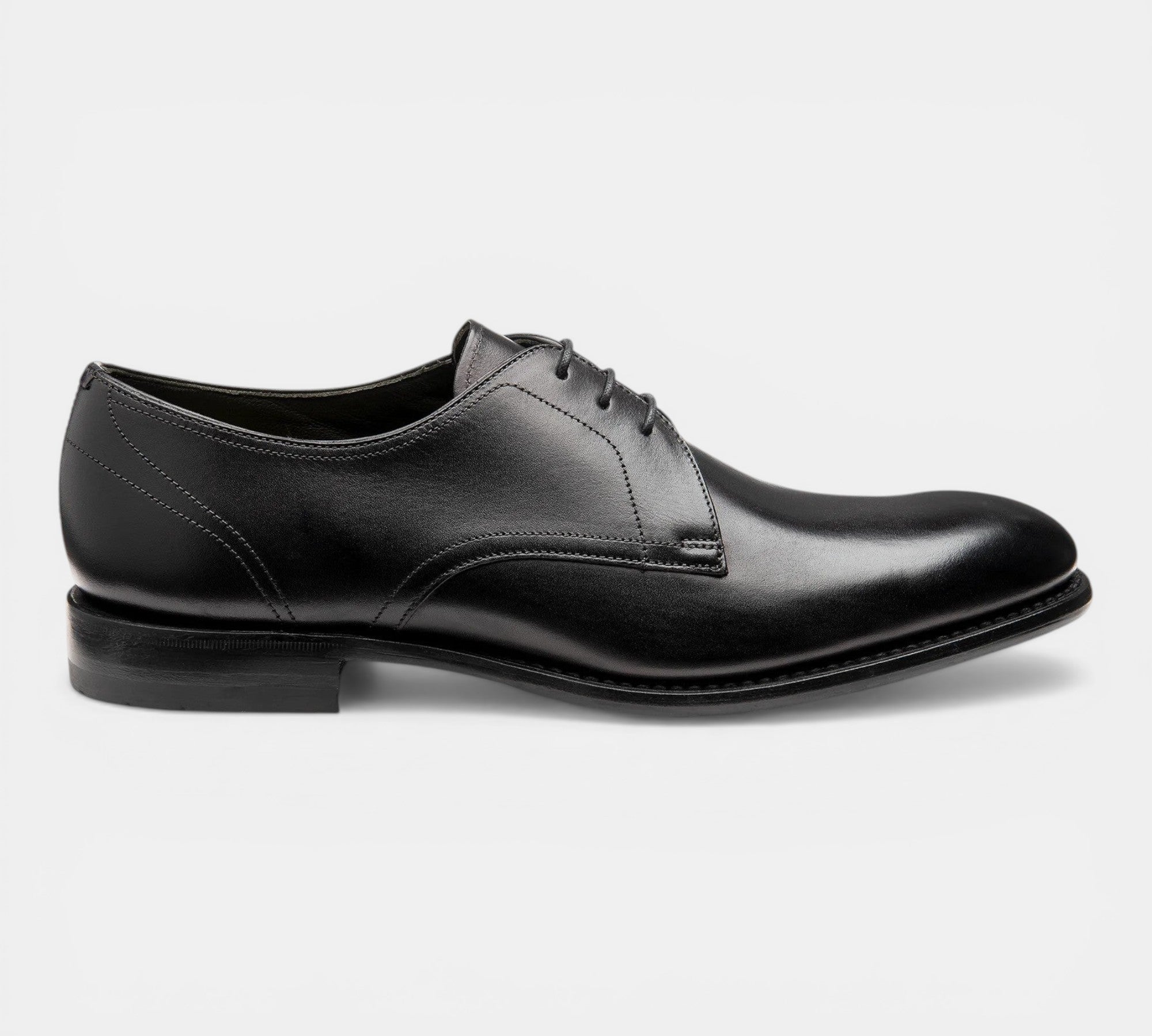 Men Loake Black classic Plain Toe Shoes Atherton