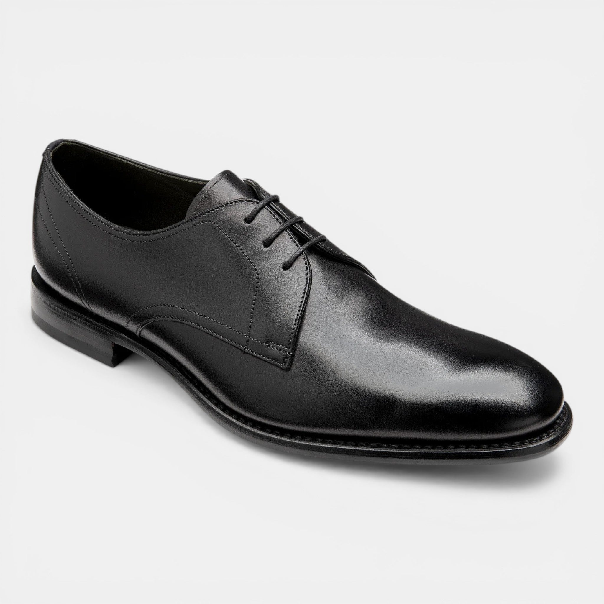 Men Loake Black classic Plain Toe Shoes Atherton