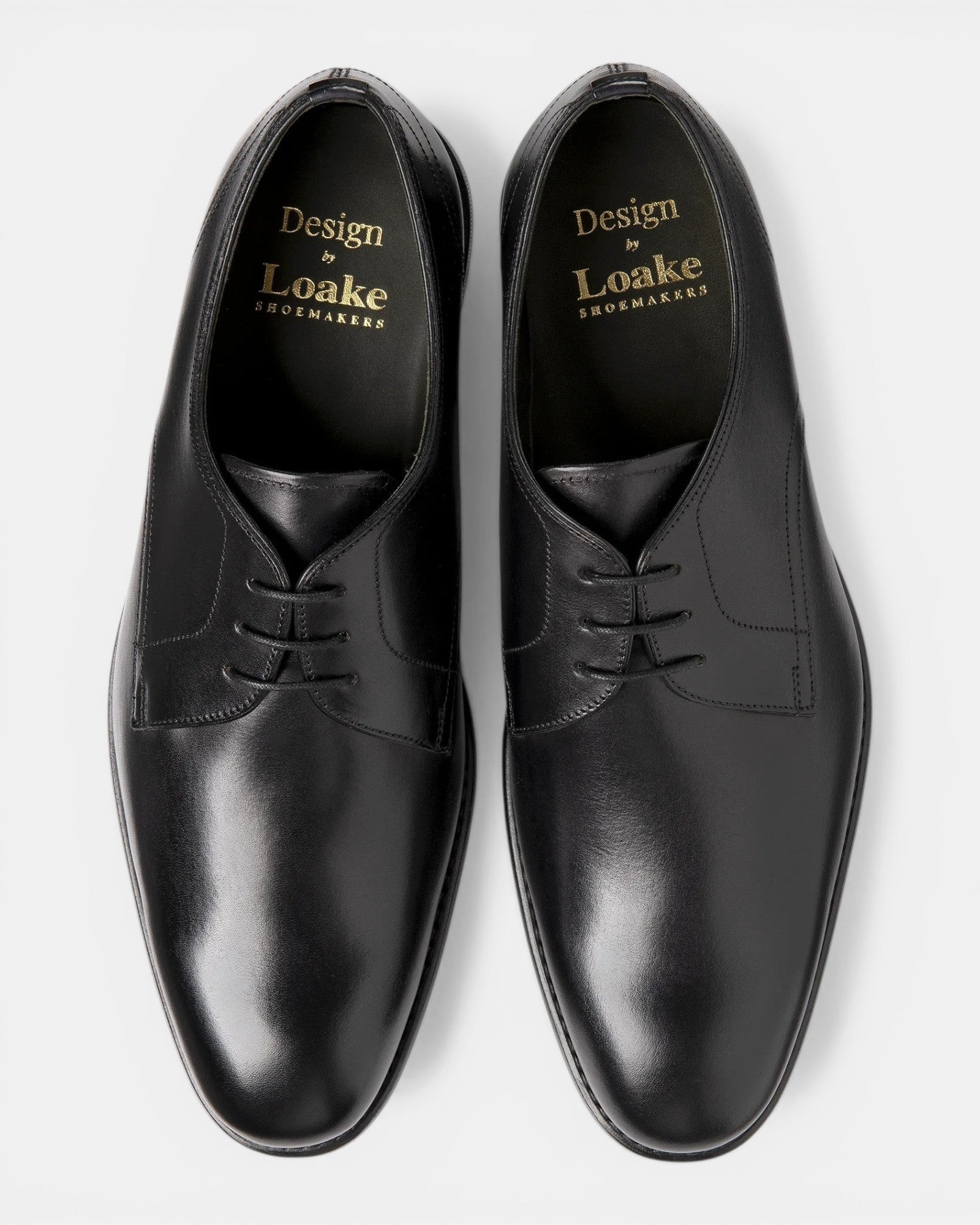 Men Loake Black classic Plain Toe Shoes Atherton