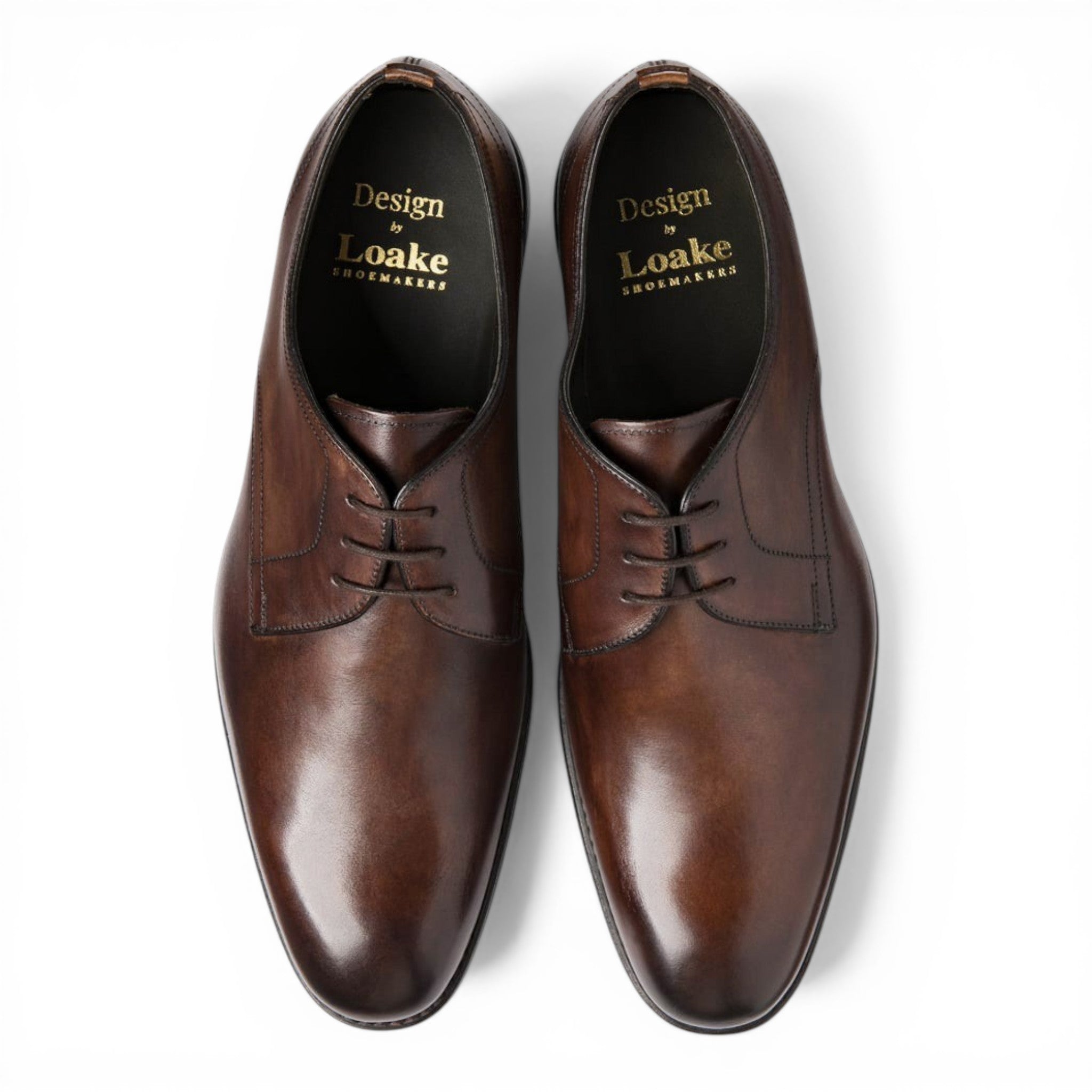 Loake Atherton Dark Brown Derby Shoes Top View