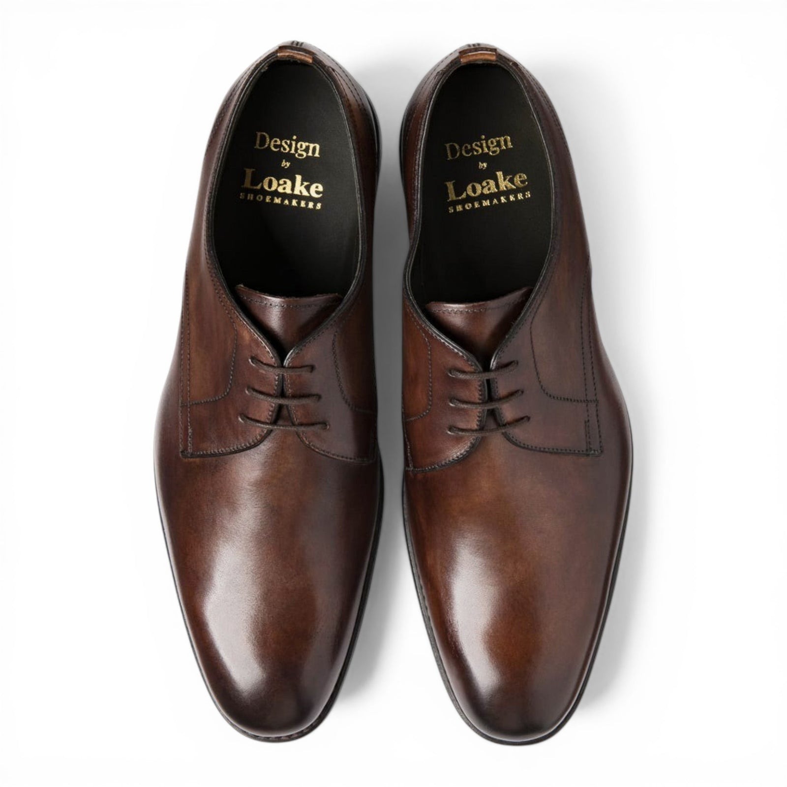 Loake Atherton Dark Brown Derby Shoes Top View