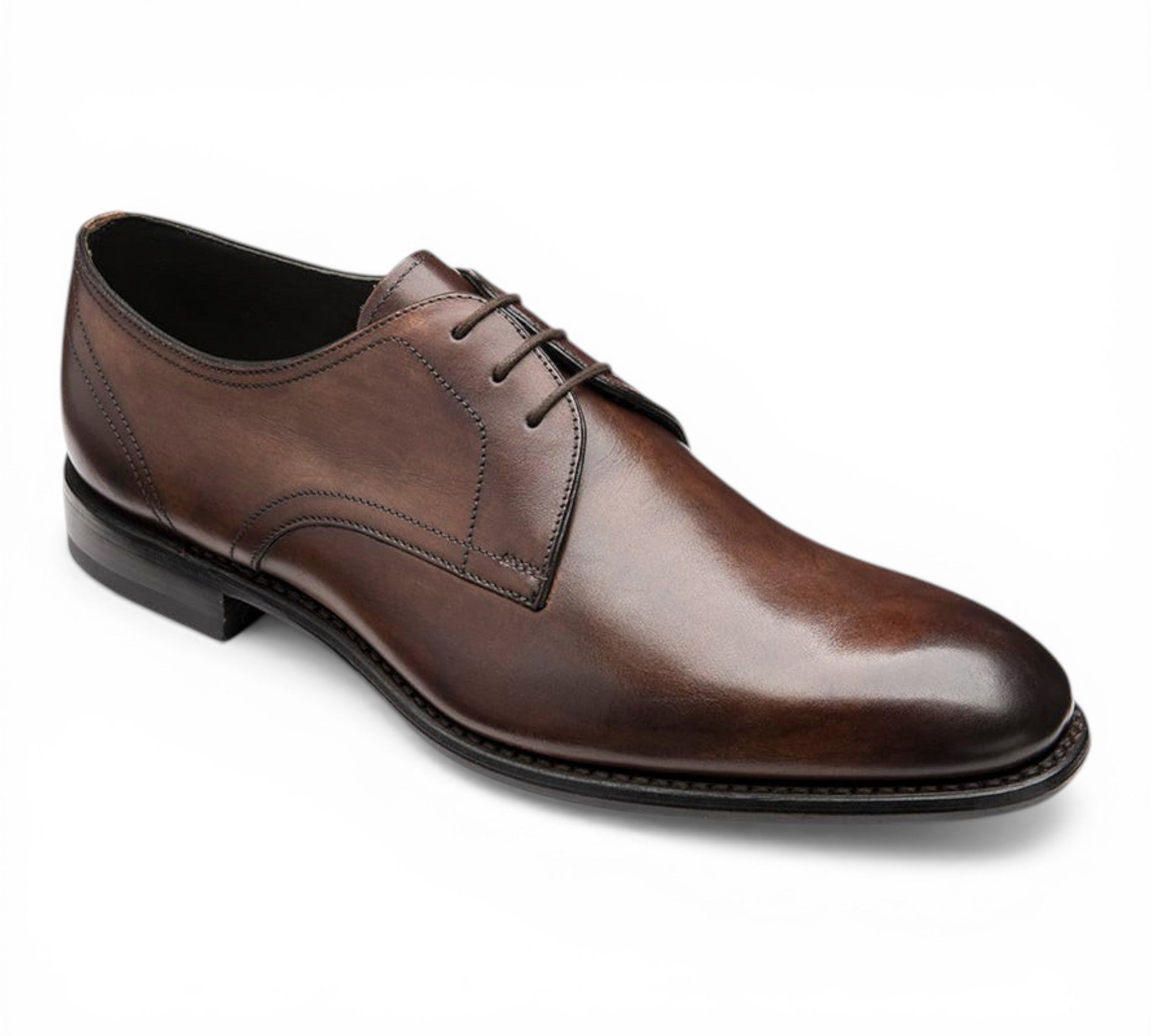 Loake Atherton Dark Brown Derby Shoes Front View
