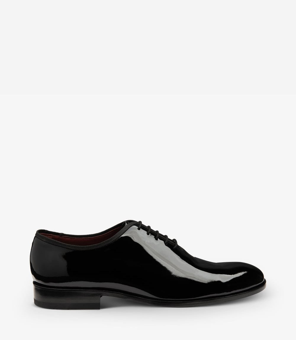 Loake Regal Black Patent Wholecut Dress Shoes Side View