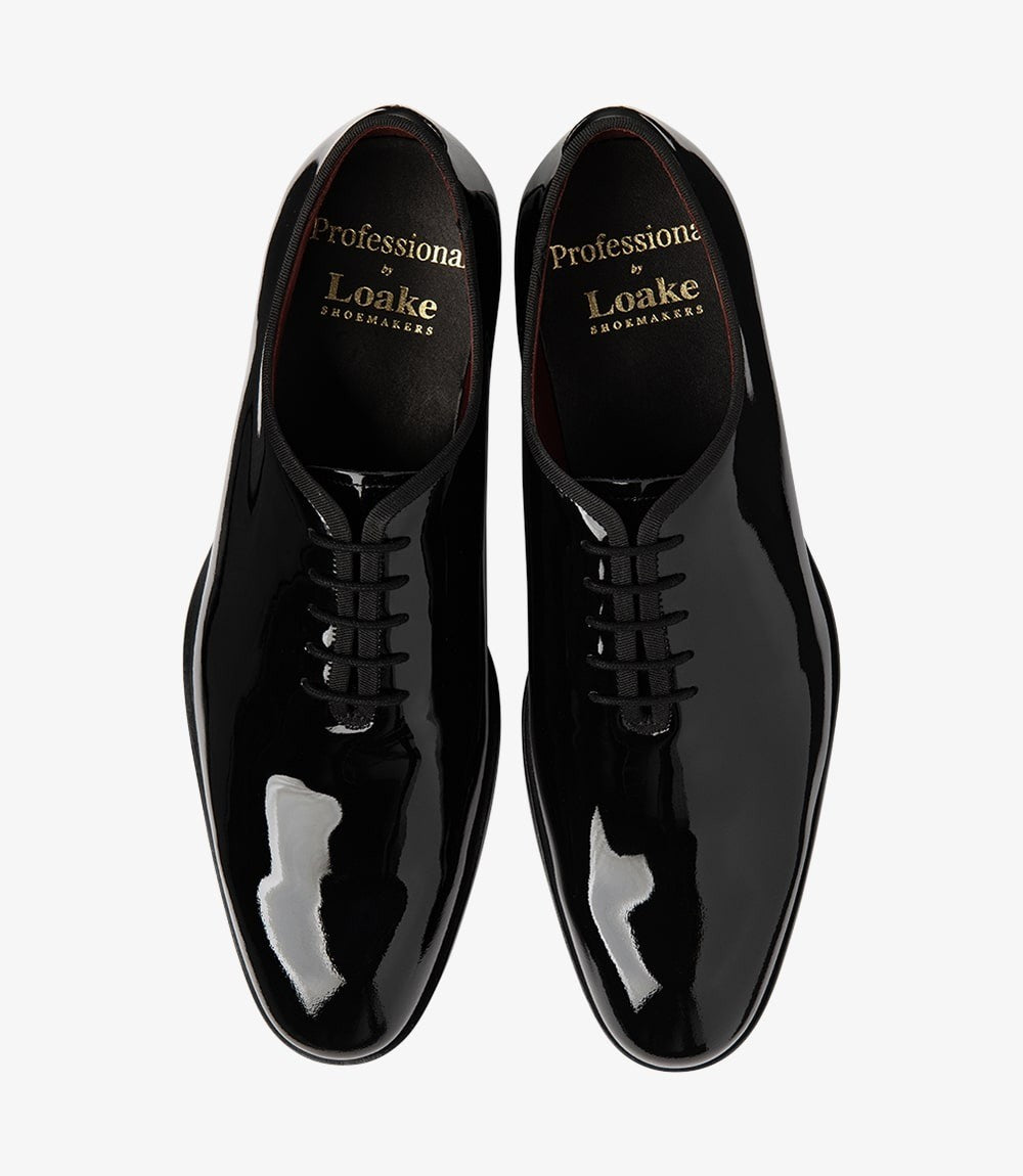 Loake Regal Black Patent Wholecut Dress Shoes Top View