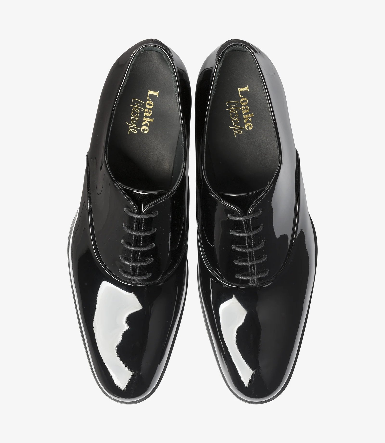 Men Loake Patent Classic Black Tie Shoes