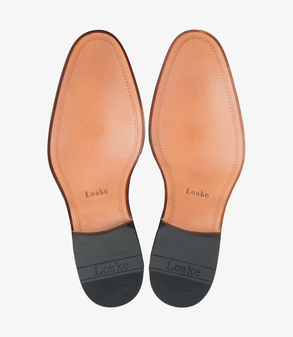 Loake Bow Black Patent Derby Dress Shoes Sole Detail