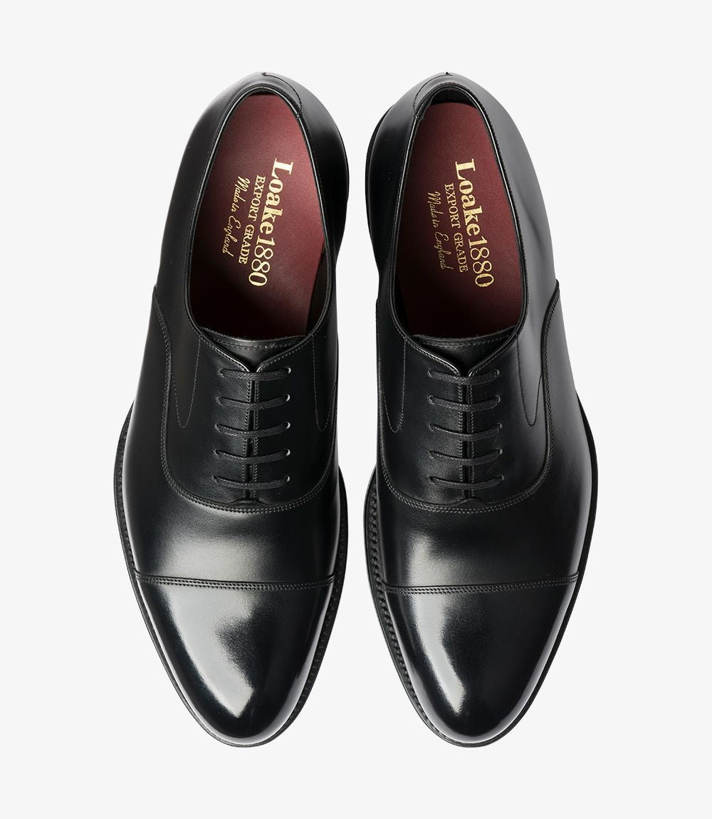 Loake Hanover Onyx Black Oxford Shoes  Top View