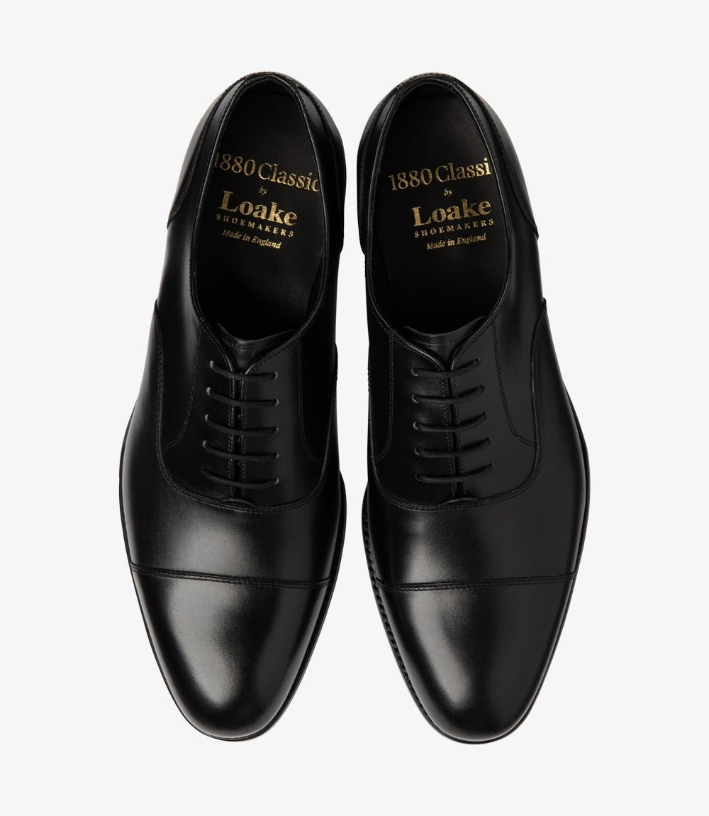 Loake Stonegate Carbon Black Oxford Shoes Top View