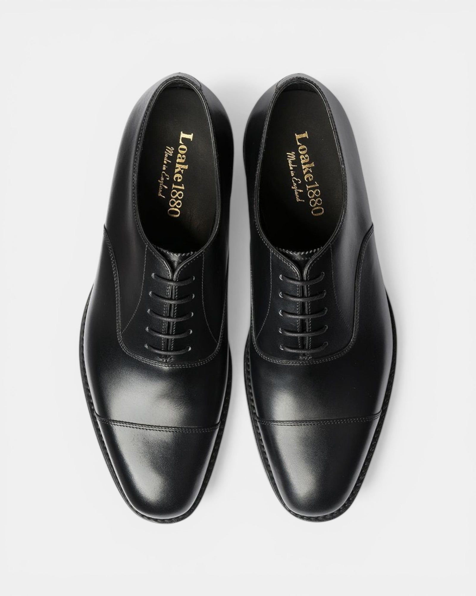 Loake Aldwych Black F Fit Oxford Shoes Top View