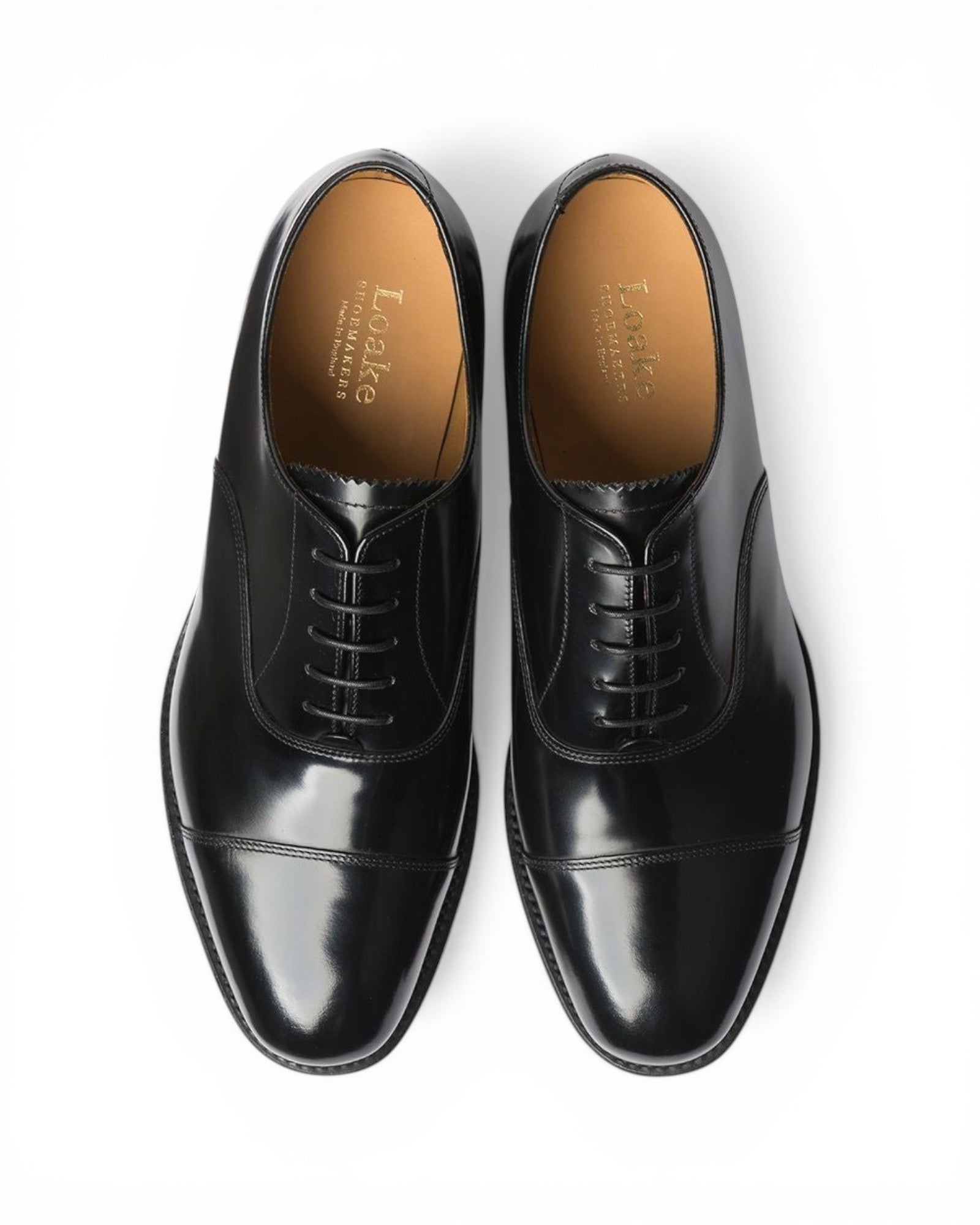 Loake 747 Black Toe Cap Oxford Shoes Top View