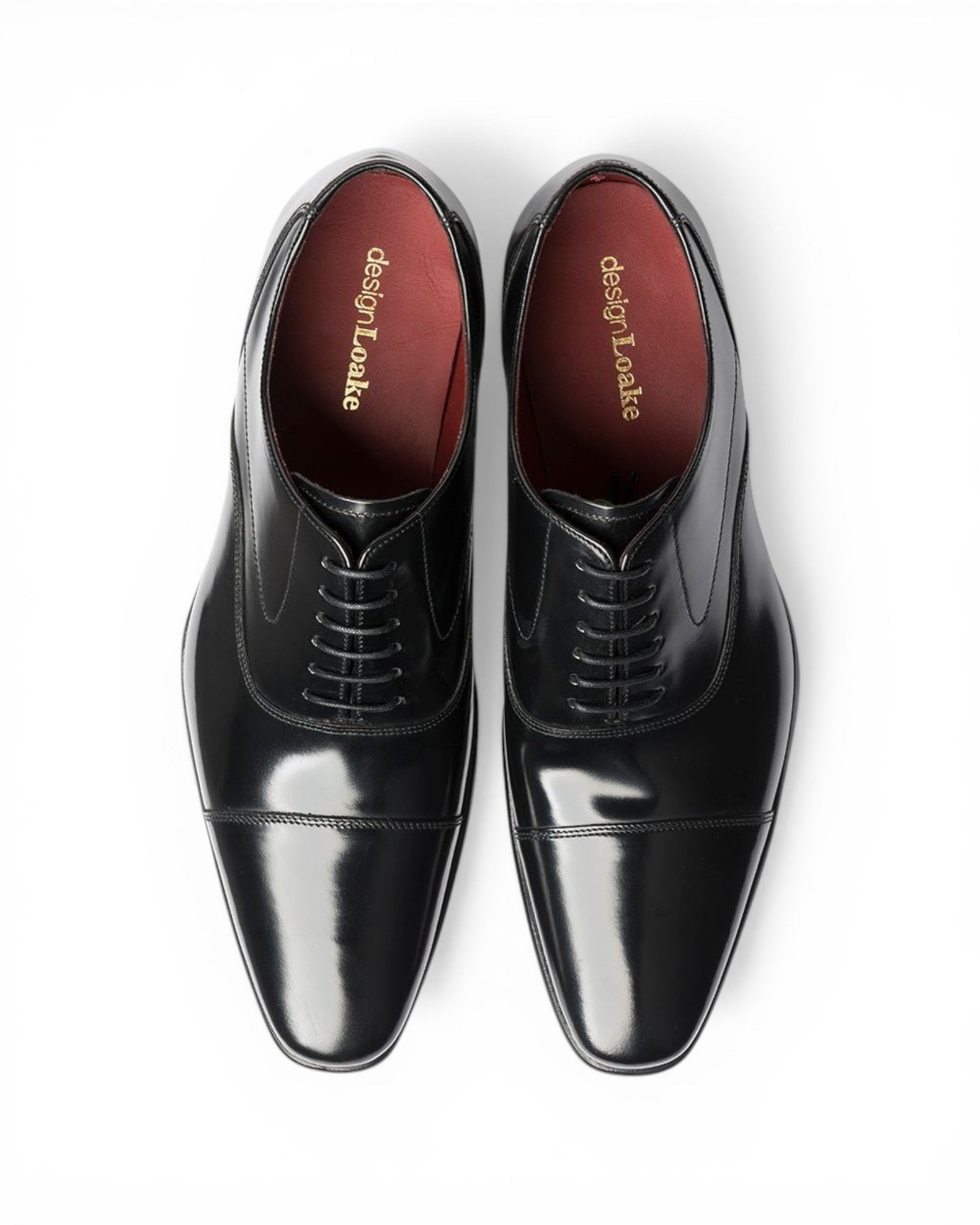 Loake Sharp Black Oxford Shoes Top View | Euston Shoemakers London