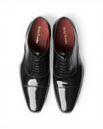 Loake Sharp Black Oxford Shoes Top View | Euston Shoemakers London