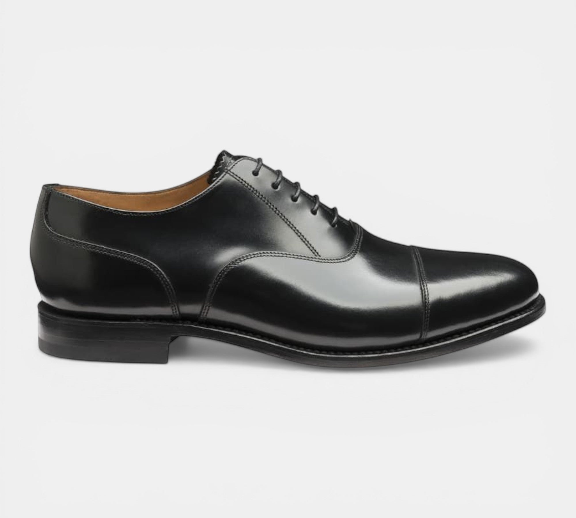 Loake 200 Black Cap Toe Oxford Shoes for Men