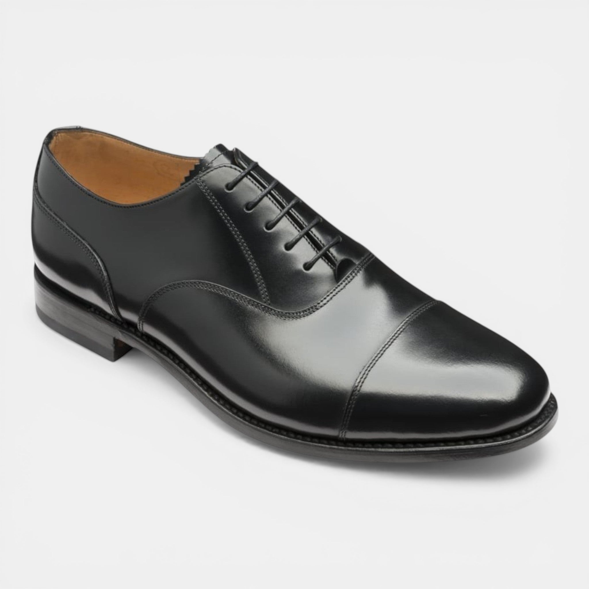 Loake 200 Black Cap Toe Oxford Shoes for Men
