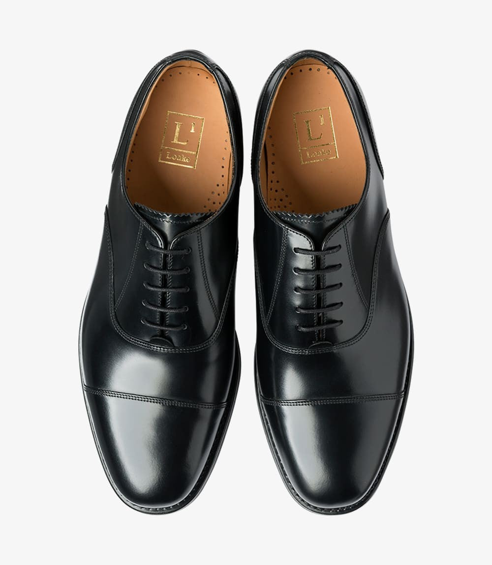 Loake 300 Black Cap Toe Oxford Shoes