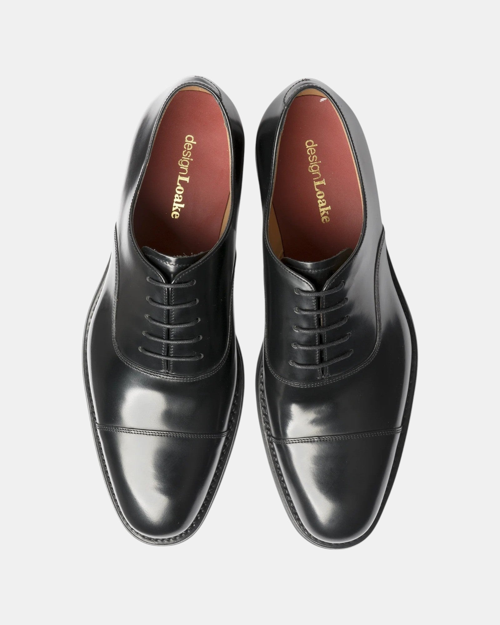 Loake Finsbury Black F Fit Cap Toe Oxford Shoes for Men
