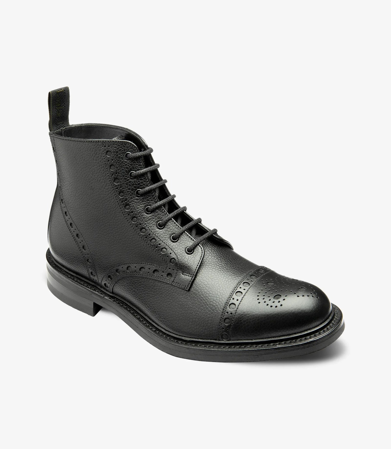 Loake Loxley Black Leather Brogue Boots