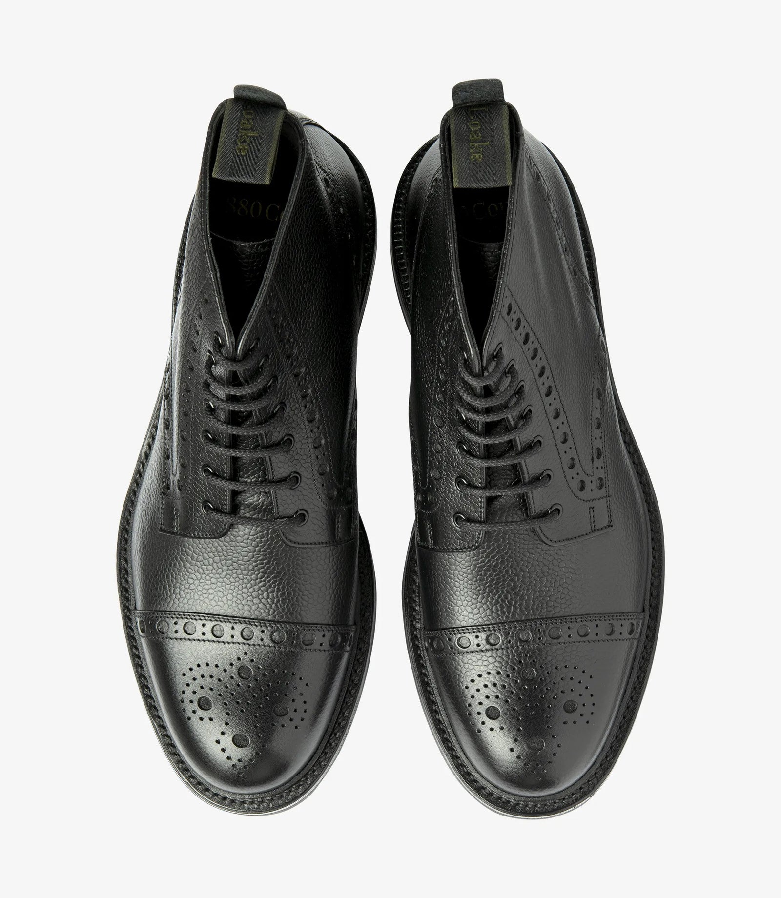 Loake Loxley Black Leather Brogue Boots Top View