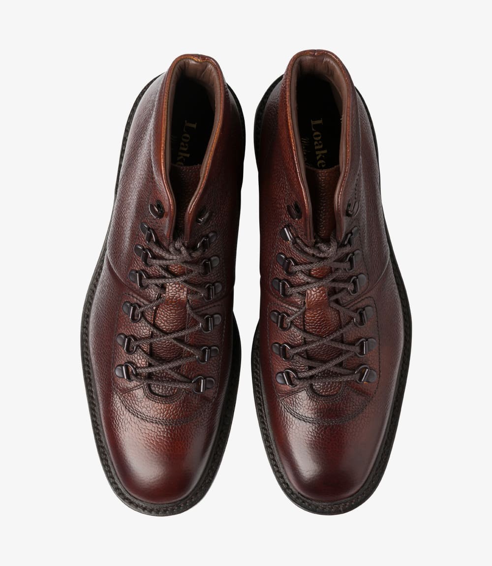 Loake Hiker Oxblood Grain Leather Boots Top View