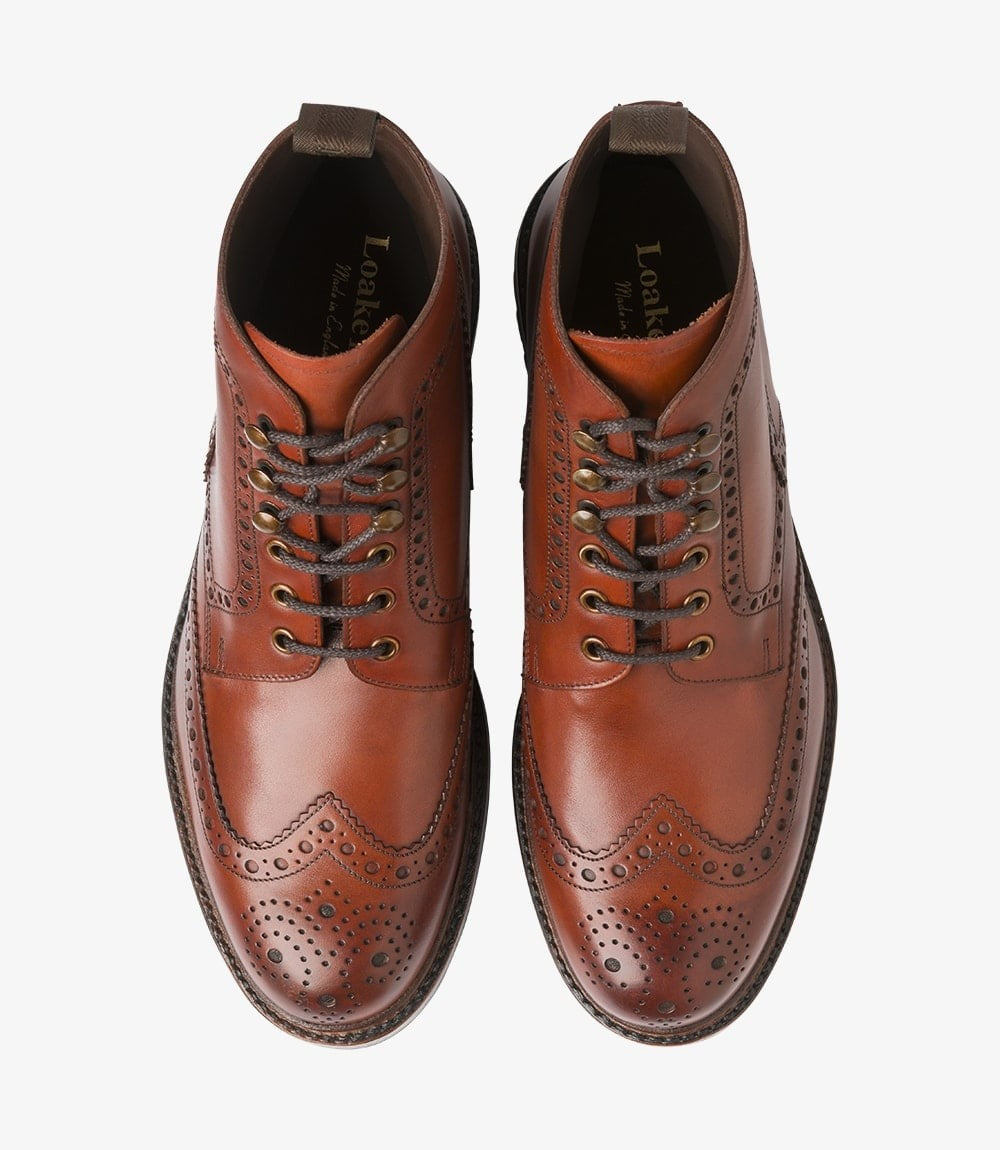 Loake Glendale Conker Brown Leather Boots Top View