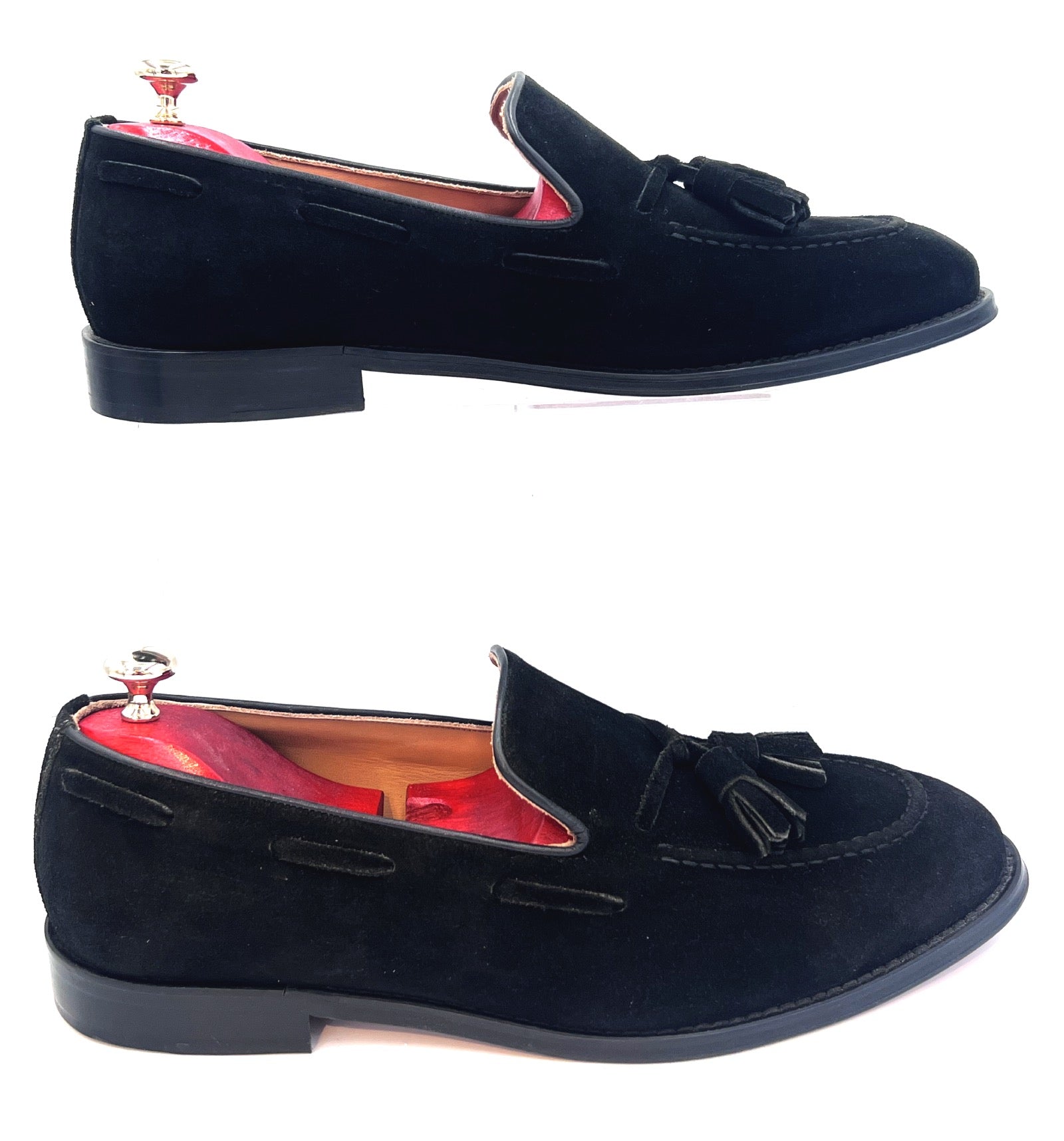 Oscar William Handmade Black Suede Tassel Loafers – Leather Sole