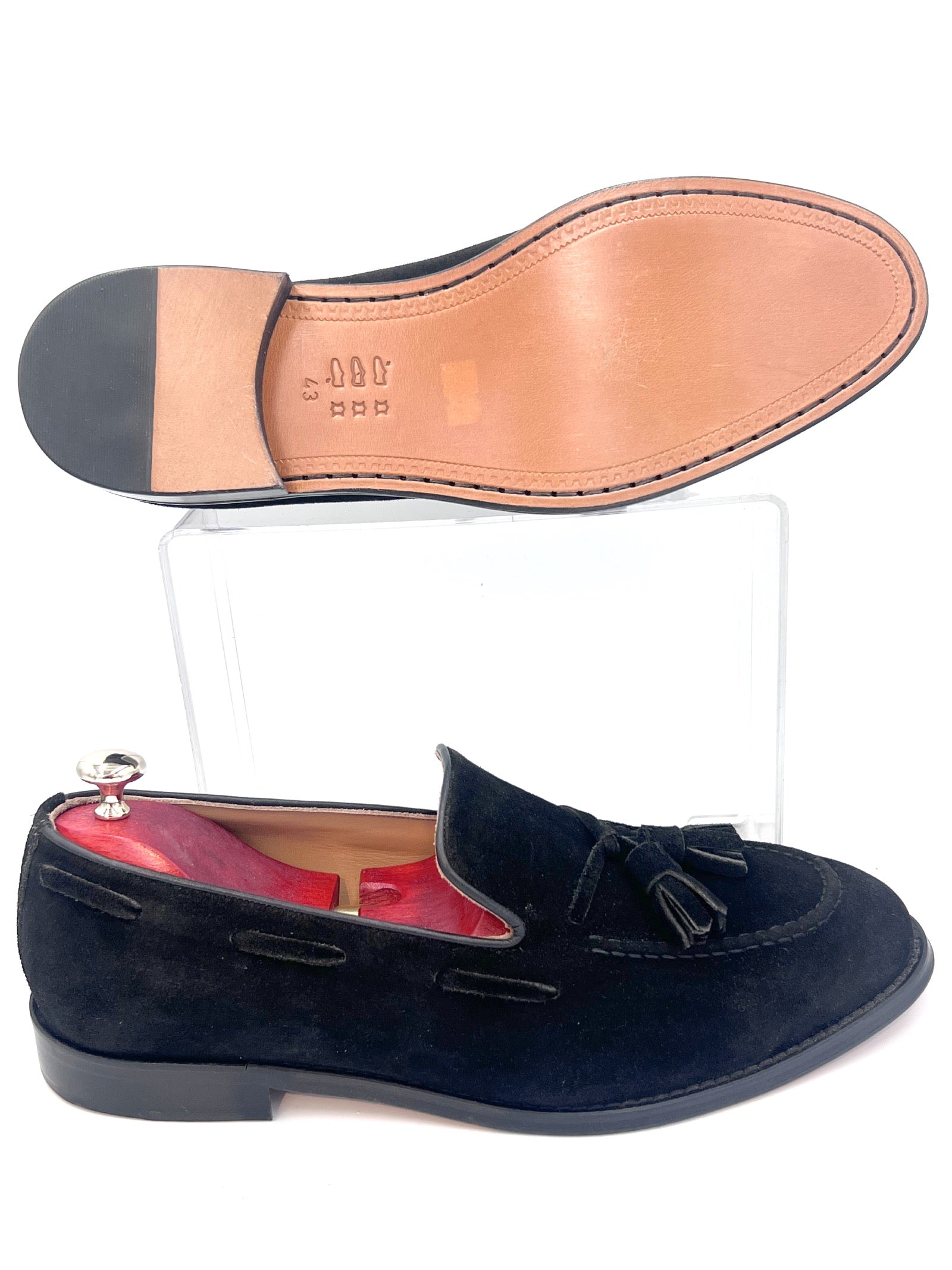 Oscar William Handmade Black Suede Tassel Loafers – Leather Sole