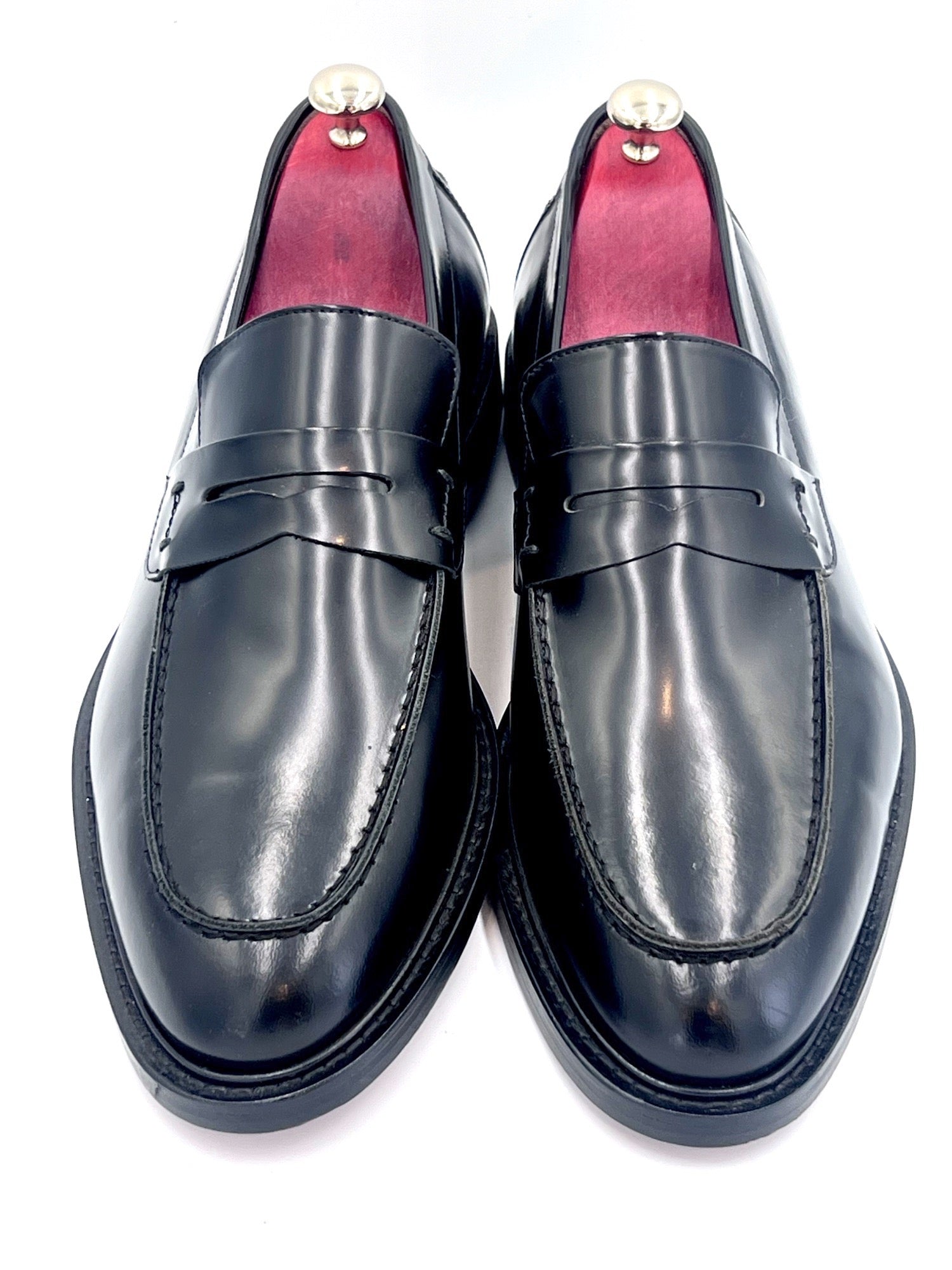 Oscar Williams High Shine Leather Penny Black Loafers