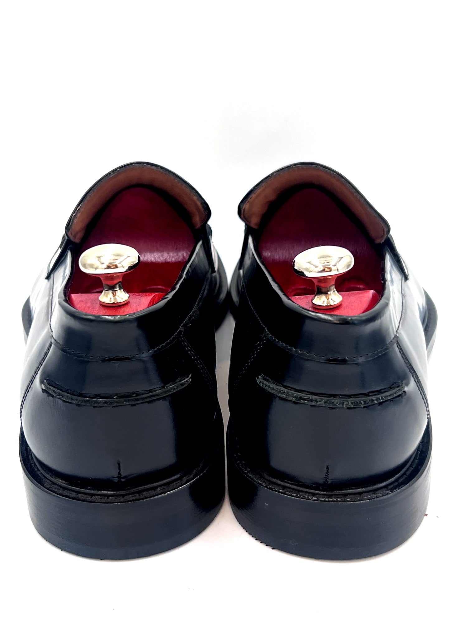 Oscar Williams High Shine Leather Penny Black Loafers