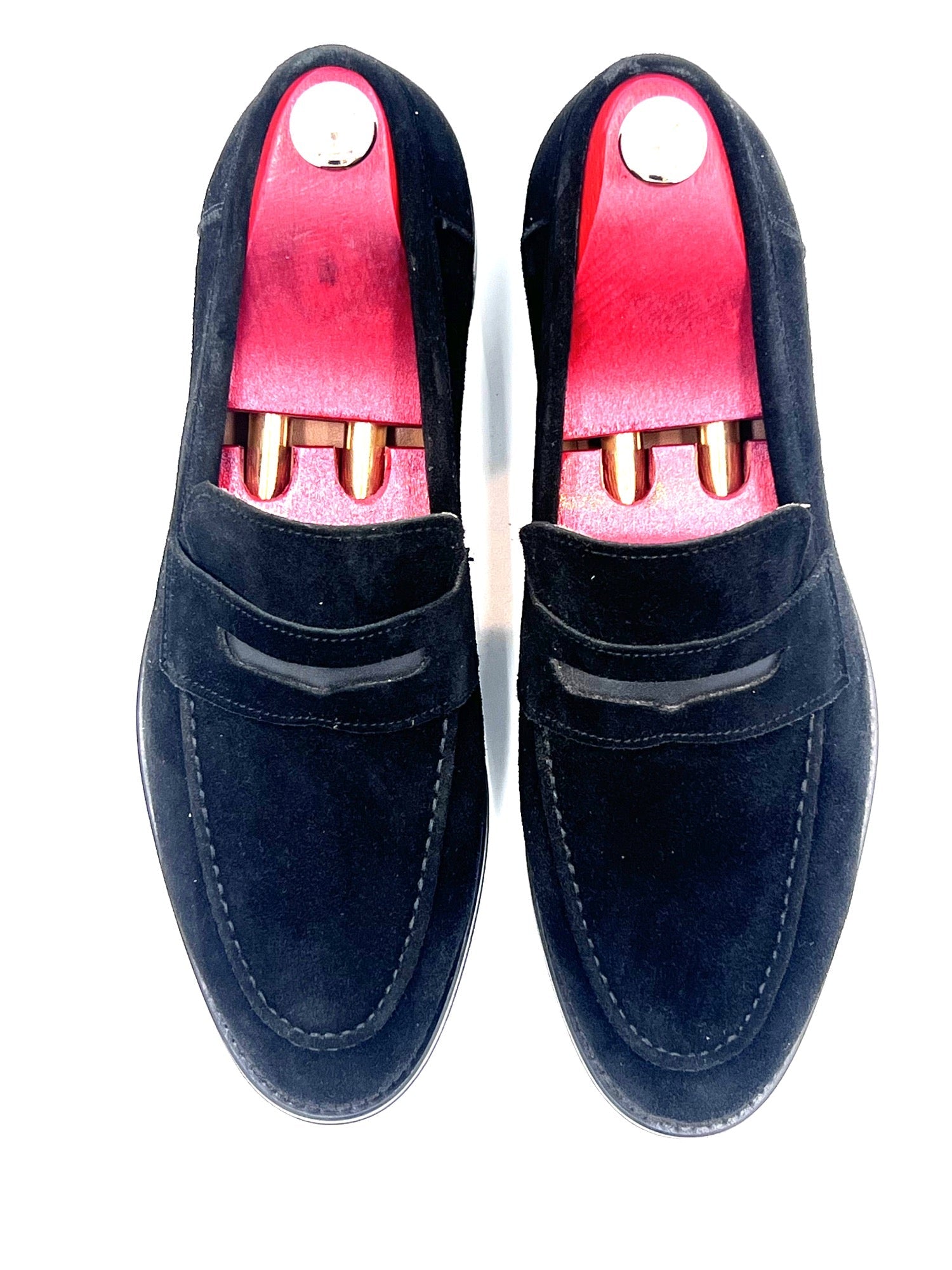 Oscar William Black Suede Penny Loafers – Leather Sole / Leather Lining