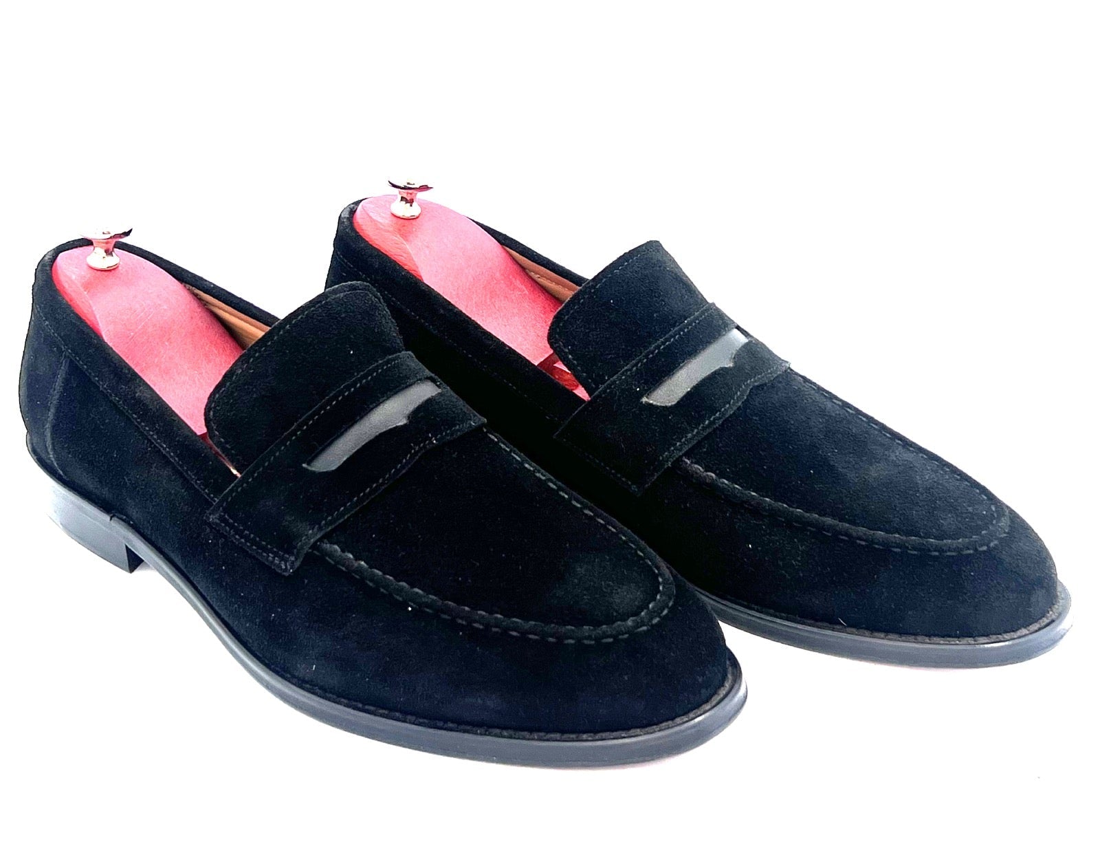 Oscar William Black Suede Penny Loafers – Leather Sole / Leather Lining