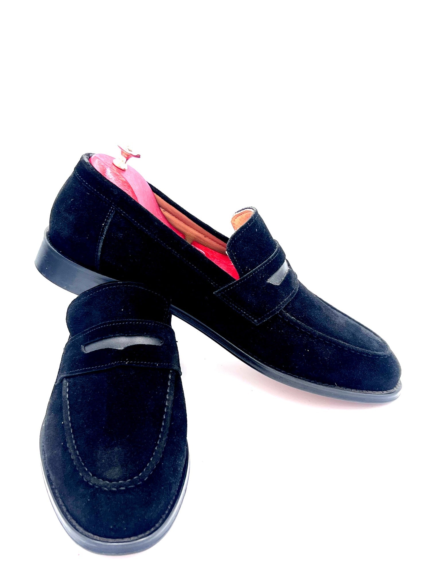 Oscar William Black Suede Penny Loafers – Leather Sole / Leather Lining