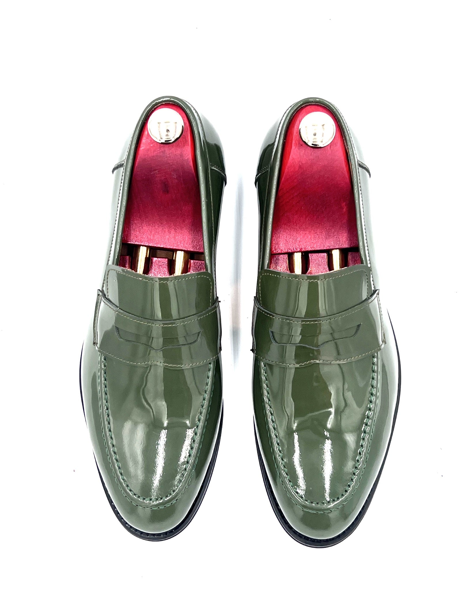 Oscar William Green Patent Leather Penny Loafers – Leather Sole /  Lining
