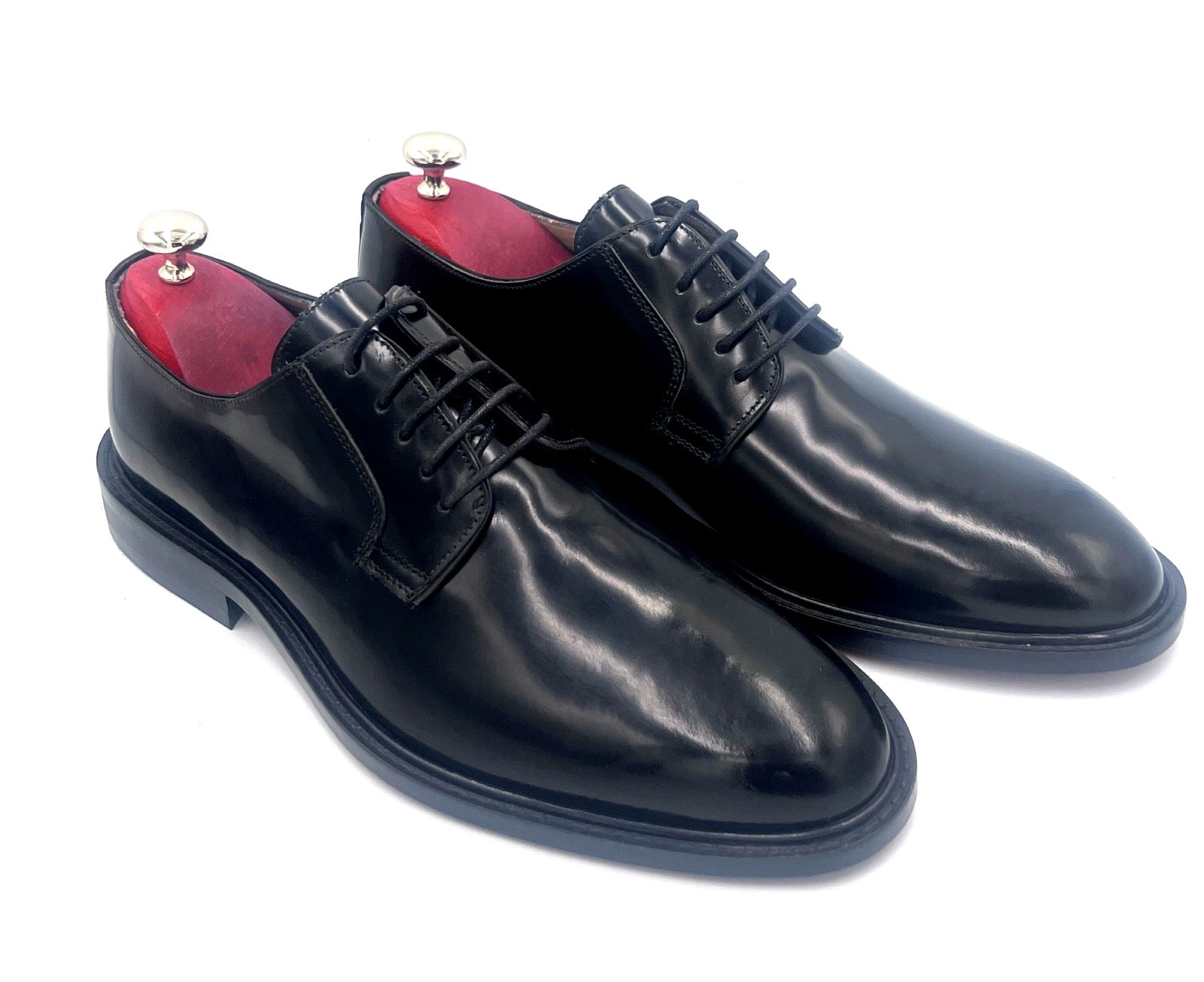 Oscar William Black High Shine Derby – Leather Sole /  Lining
