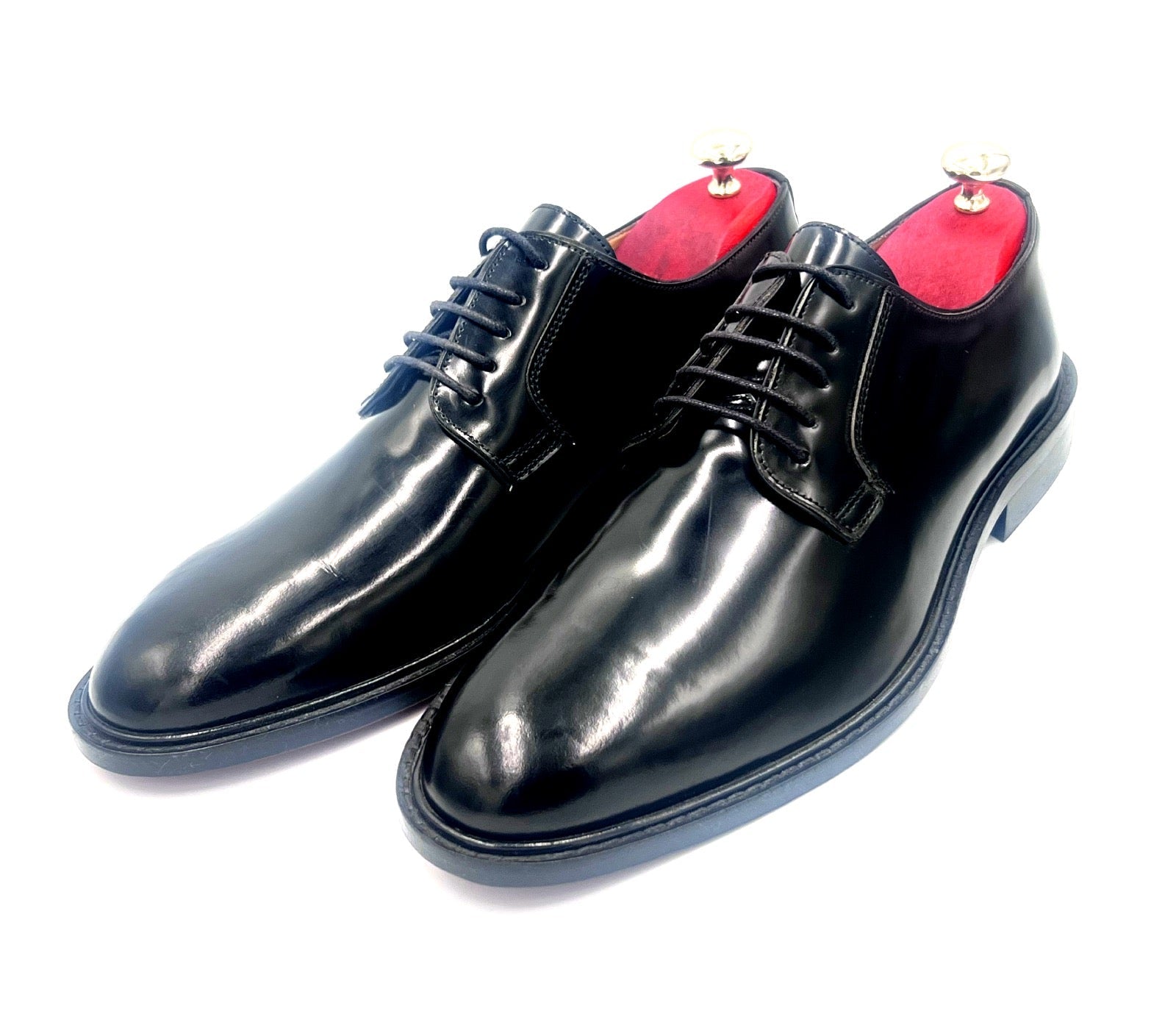 Oscar William Black High Shine Derby – Leather Sole /  Lining
