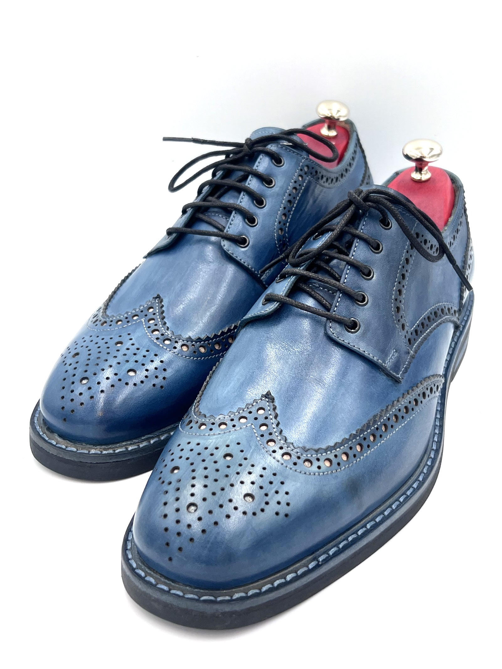 Classic Handmade Blue Patina Brogue – Rubber Studded Sole / Full Leather Lining