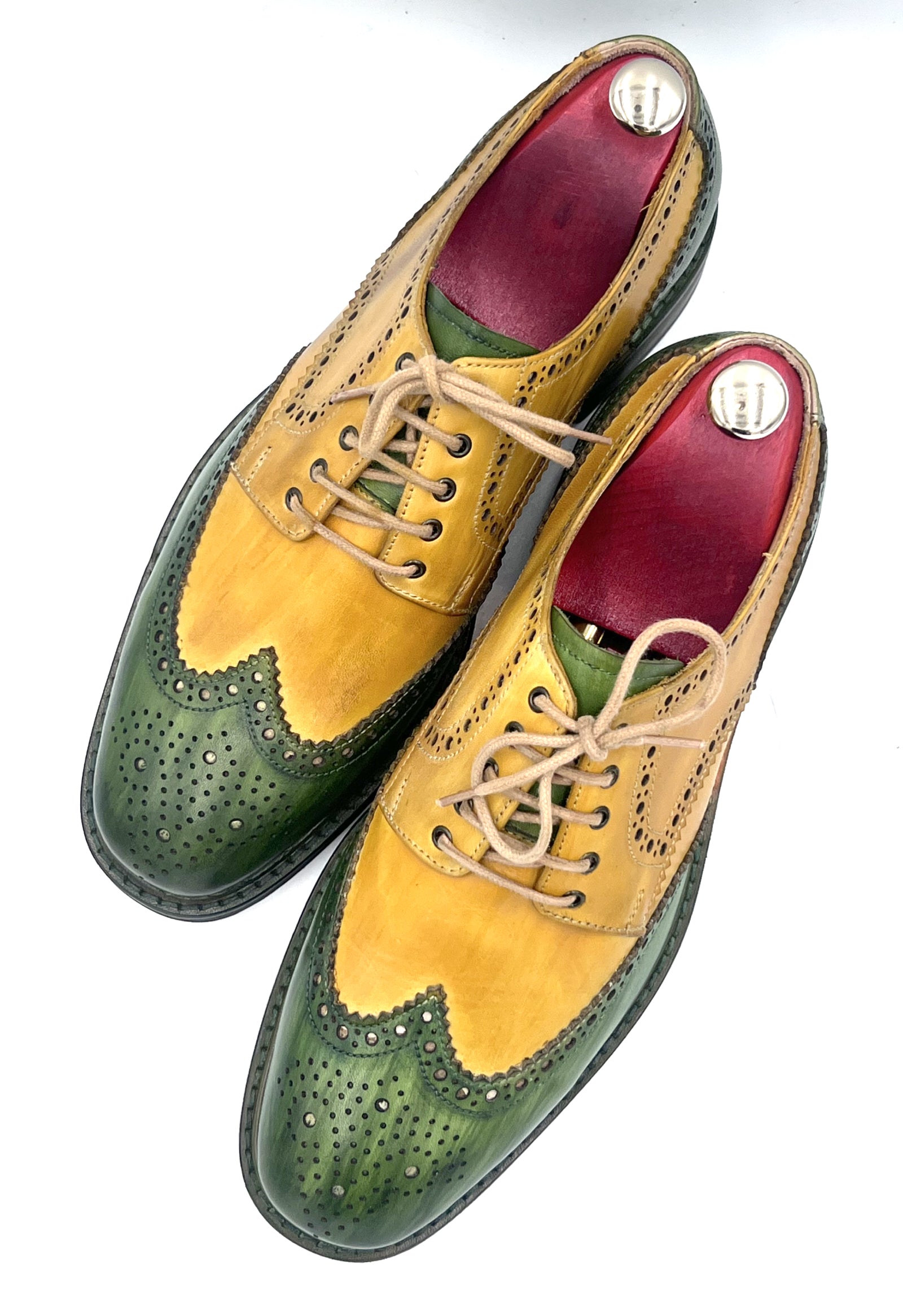 Classic Handcrafted Brogue – Yellow / Green Multicolor