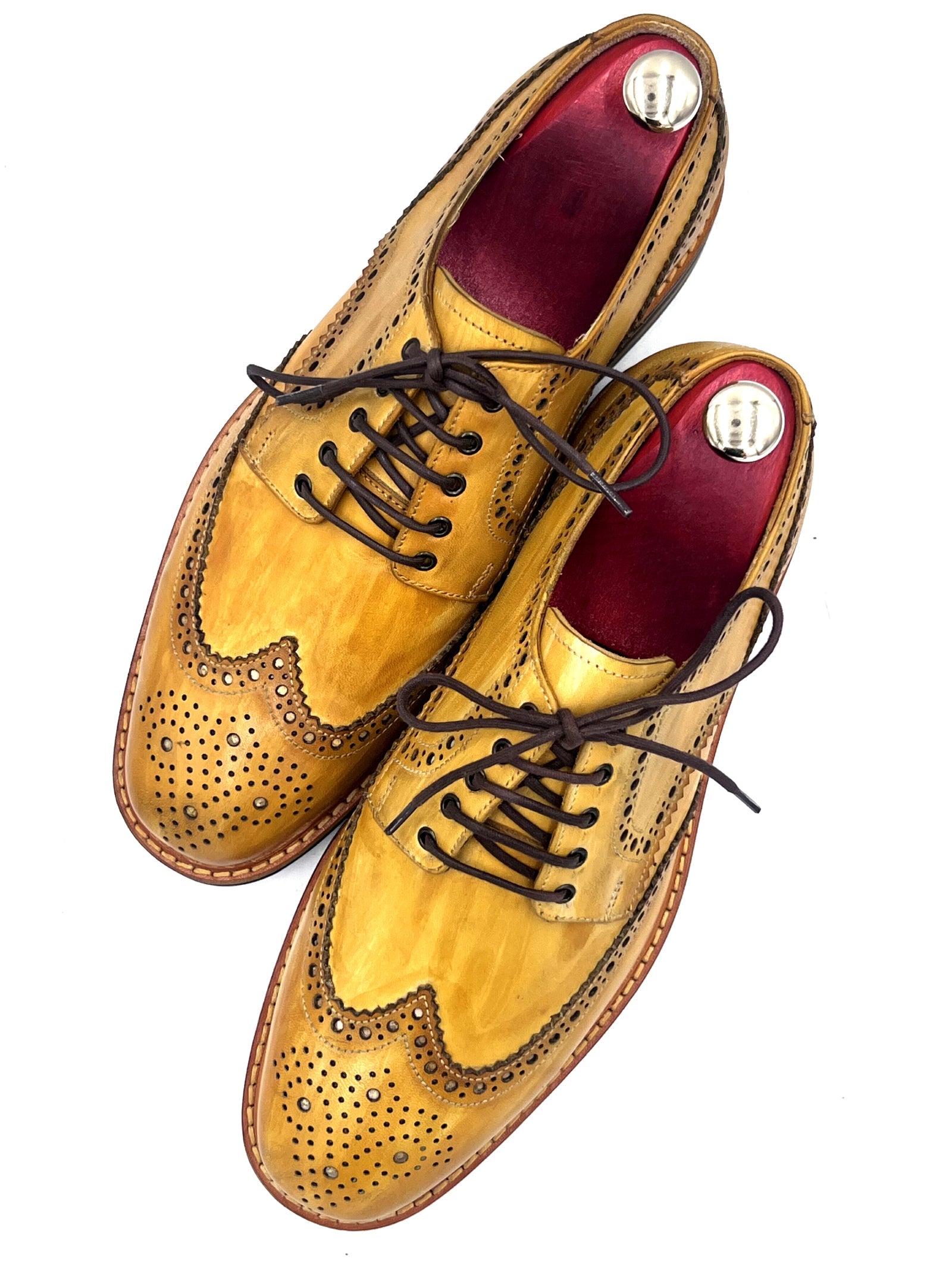 Oscar William Classic Yellow Patina Brogues – Studded Rubber Sole