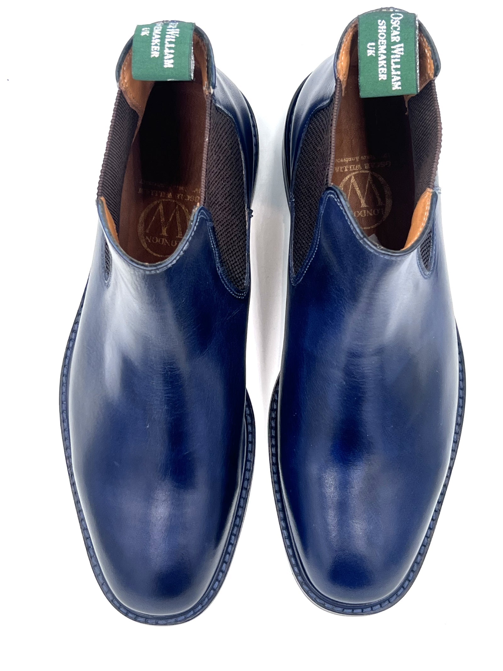 Handmade Classic Chelsea Boots – Navy Blue with Studded Sole