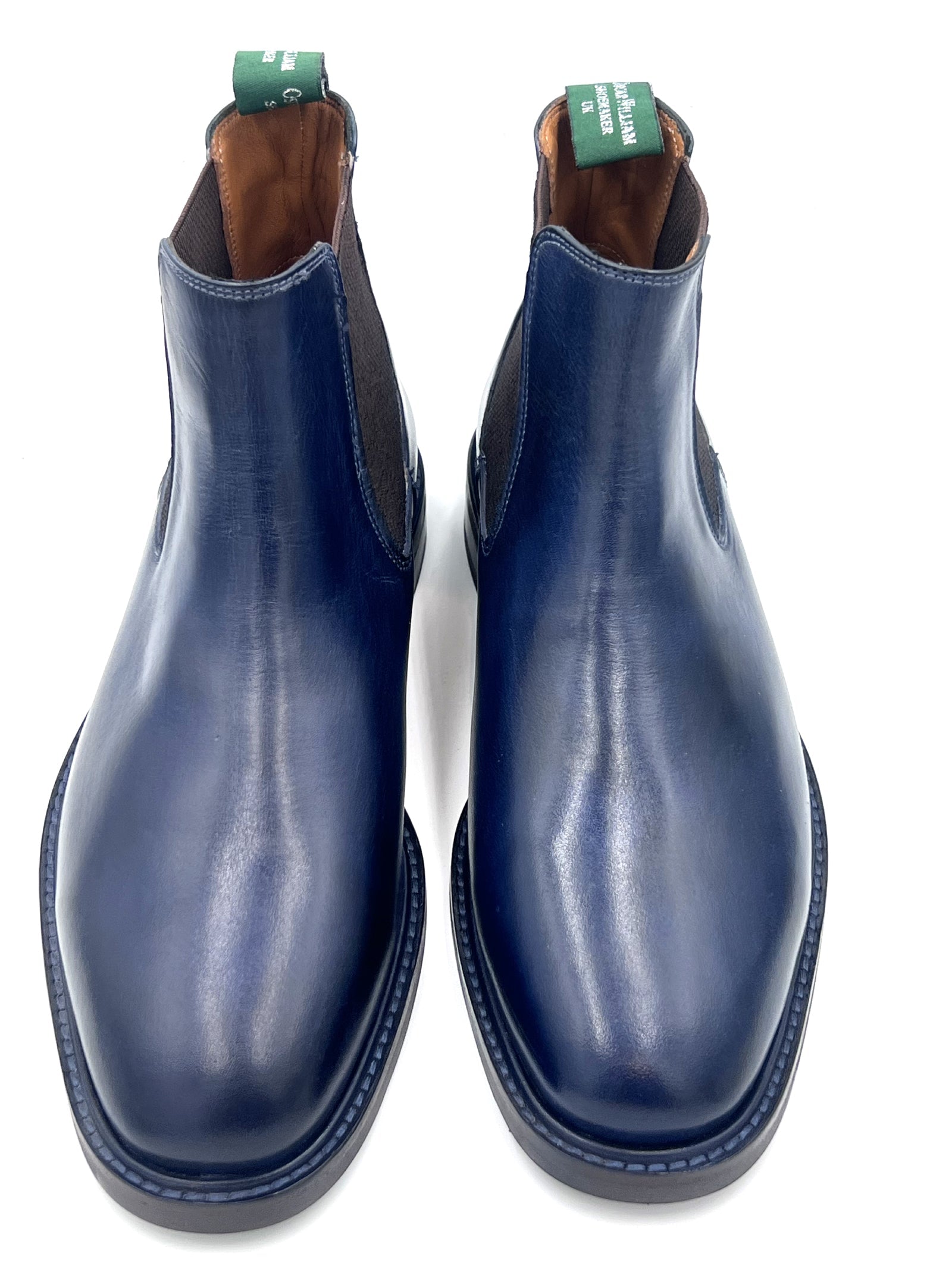 Handmade Classic Chelsea Boots – Navy Blue with Studded Sole